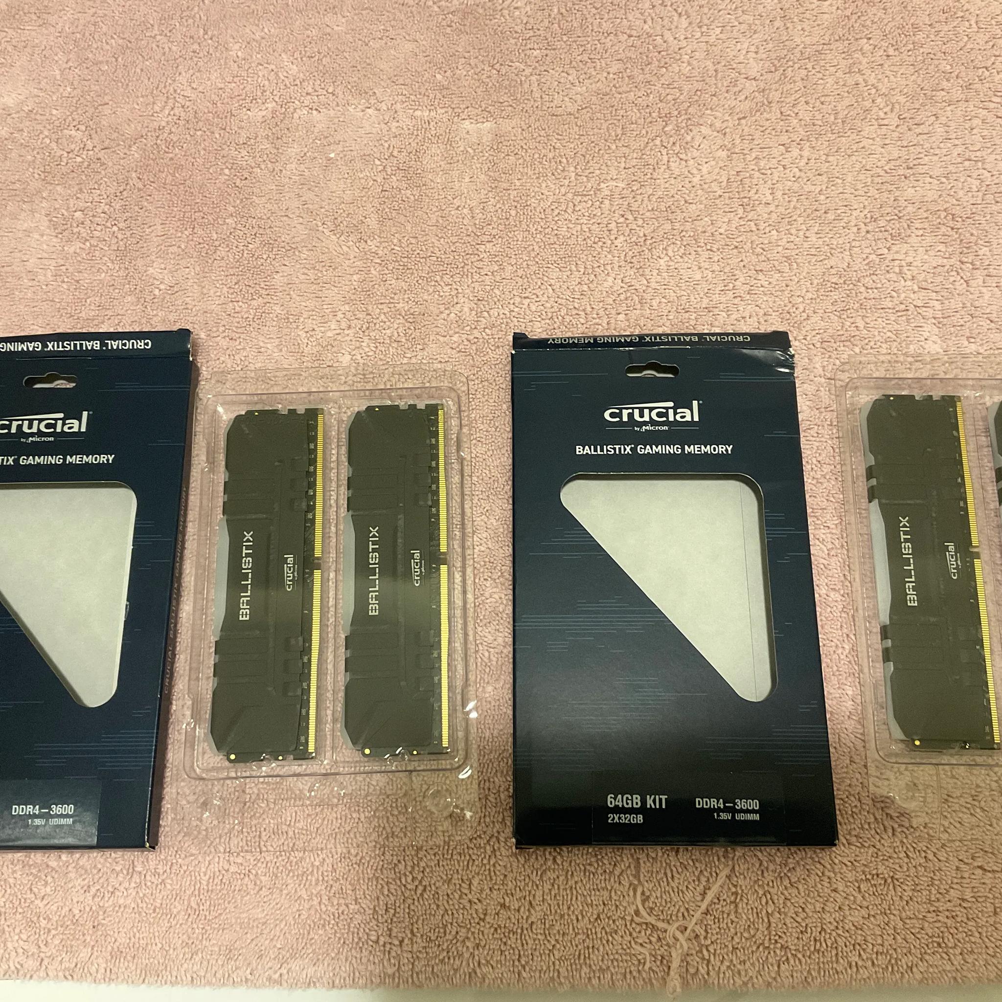 Crucial Ballistix 64GB DDR4-3600 RAM (2 kits of 64GB each, RGB variant)