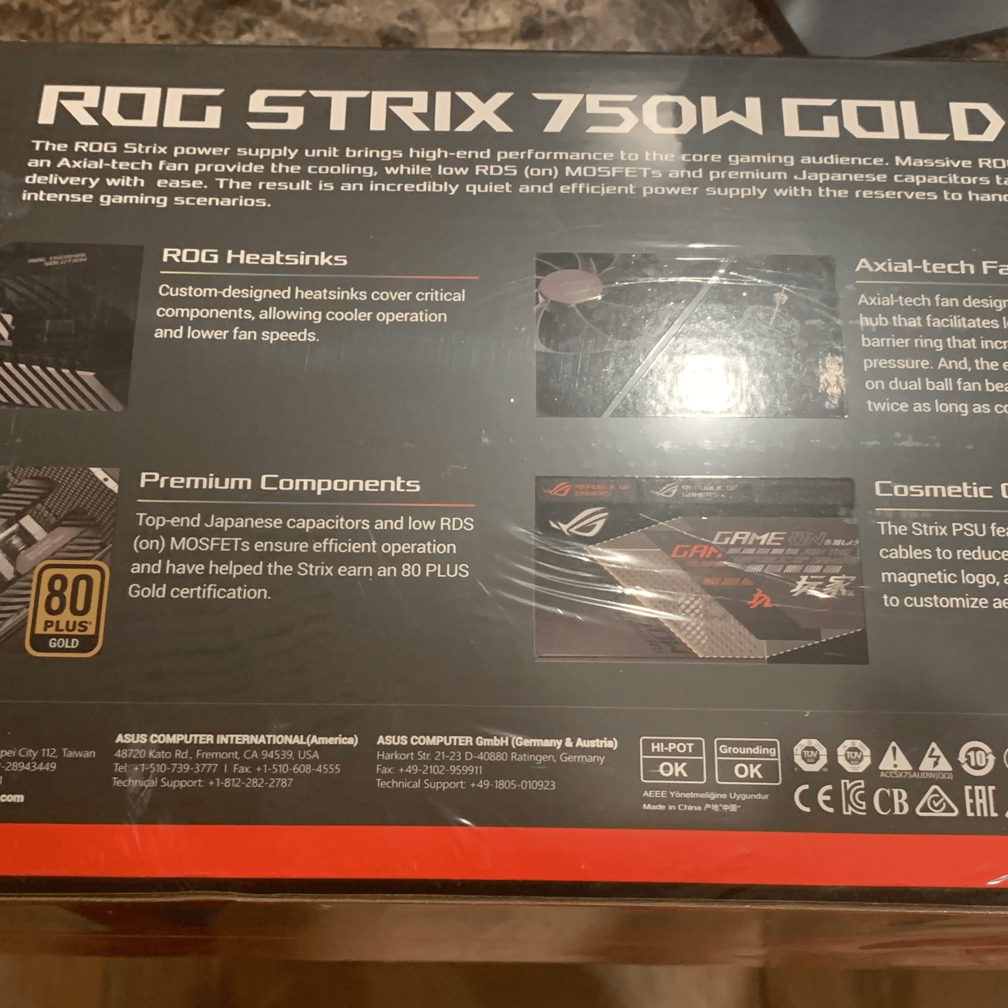 BNIB(Sealed in box) Asus ROG Strix 750 W 80+ Gold Certified Fully Modular ATX Power Supply