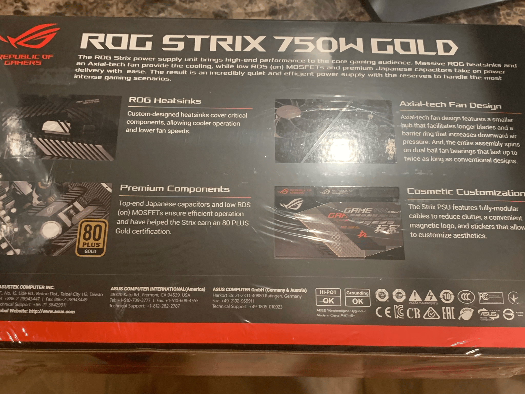 BNIB(Sealed in box) Asus ROG Strix 750 W 80+ Gold Certified Fully Modular ATX Power Supply