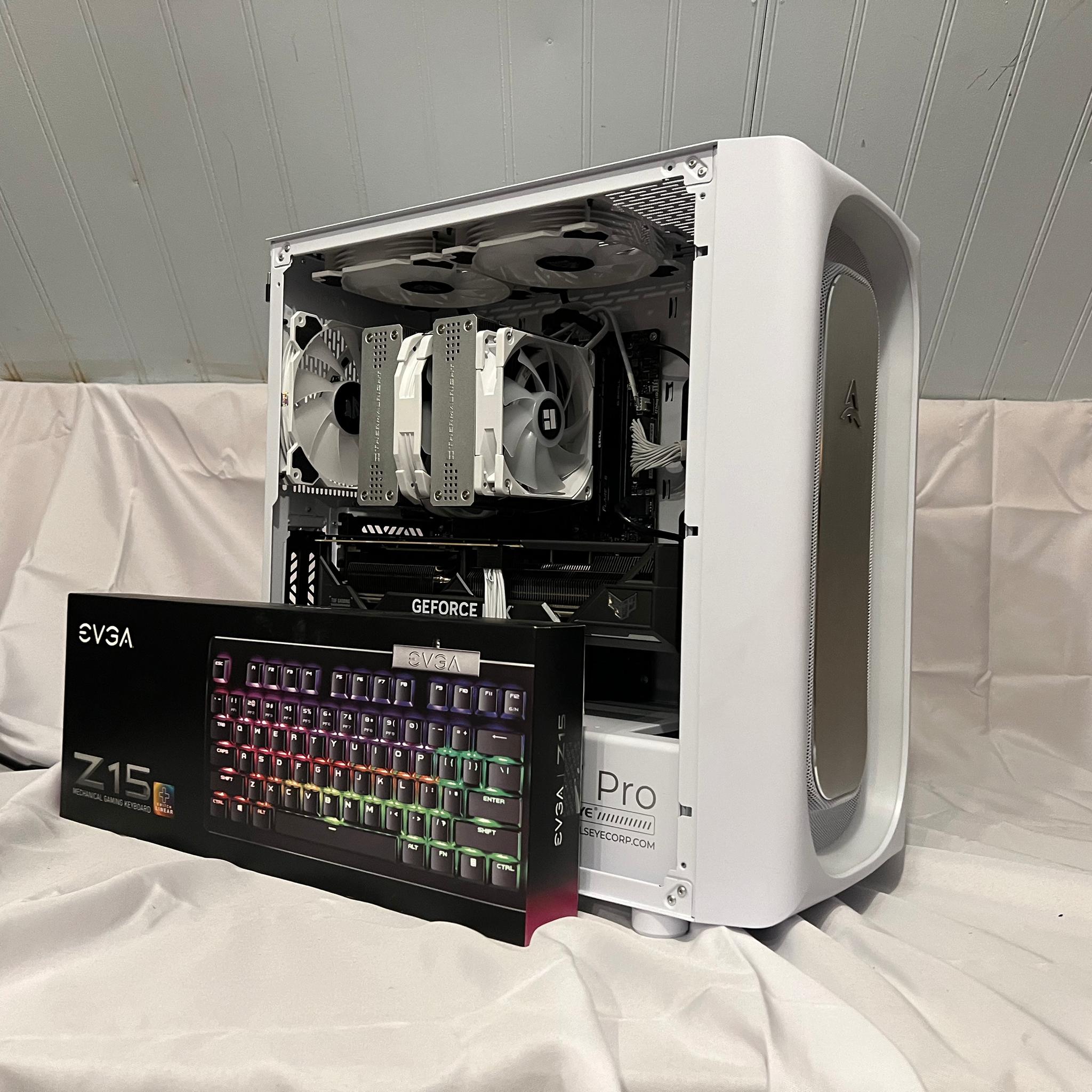 "The Star Stealer" / Ryzen 7 7800x3d, TUF RTX 4080 OC, 5Tb, 32gb ddr5 gaming pc with evga keyboard