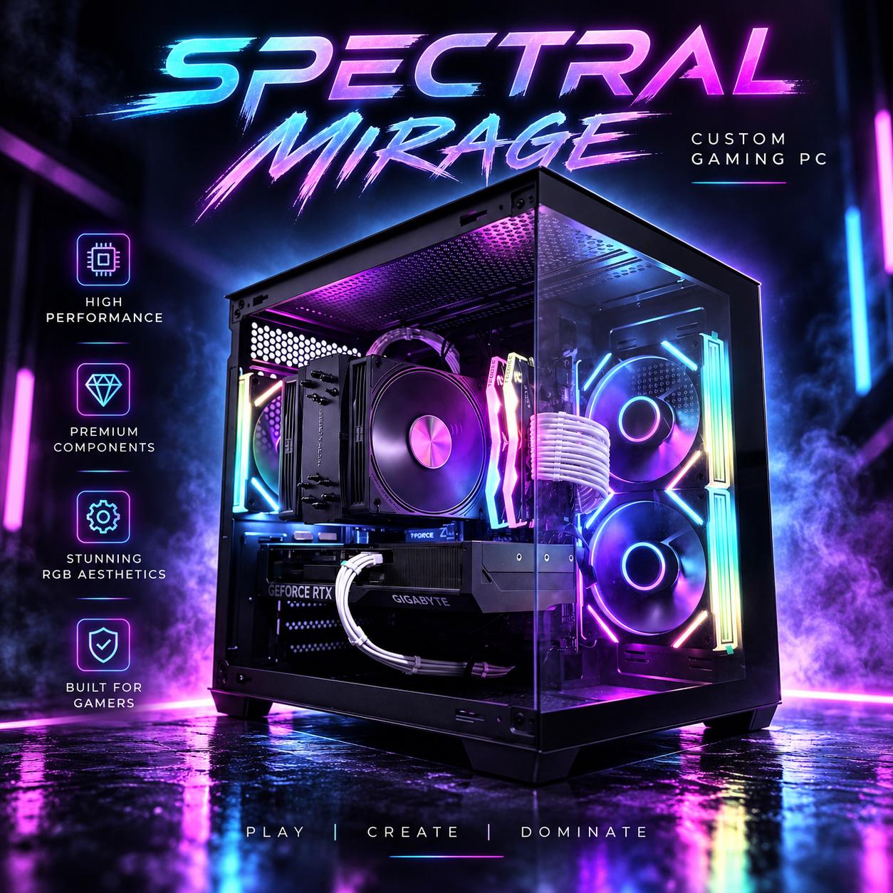 ⚫️"Spectral Mirage"🌈 | 1440p Gaming | Ryzen 7 7800X3D | RTX 4070 Super | 32GB DDR5 | 2TB SSD
