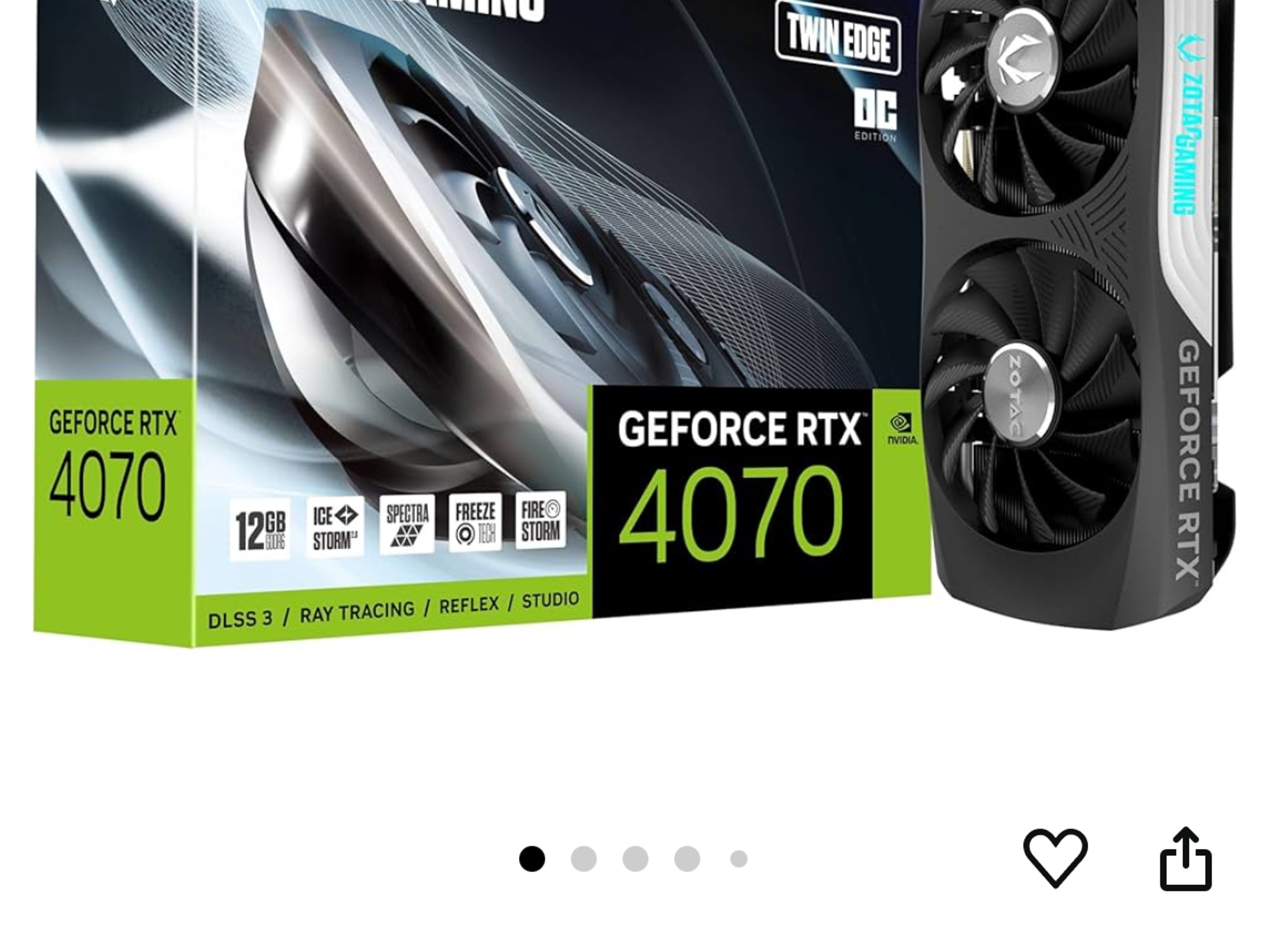 RTX 4070 twin fan zotac gaming 12g vram