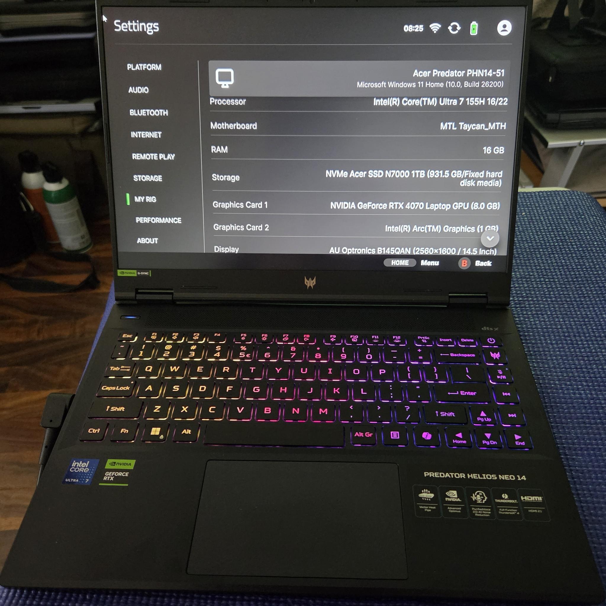 Acer Predator Helios 14.5" QHD 120Hz, Intel U7 155H, 16GB RAM, 1TB SSD, Nvidia RTX 4070 8GB