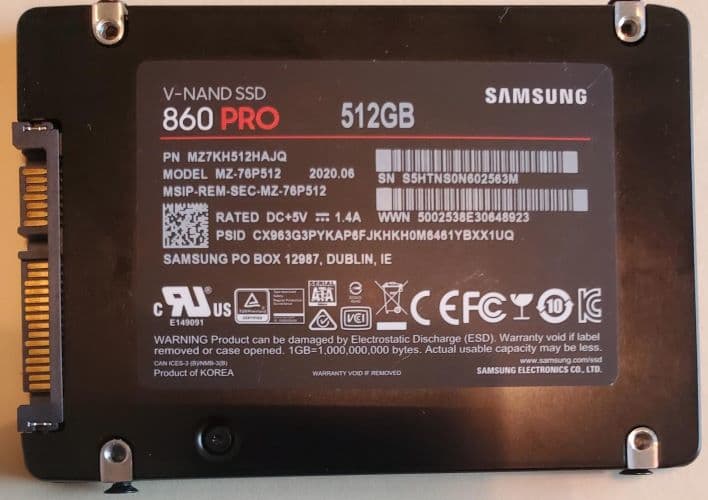 Samsung 860 PRO 512GB 2.5 Inch SATA III Internal SSD (MZ-76P512BW)