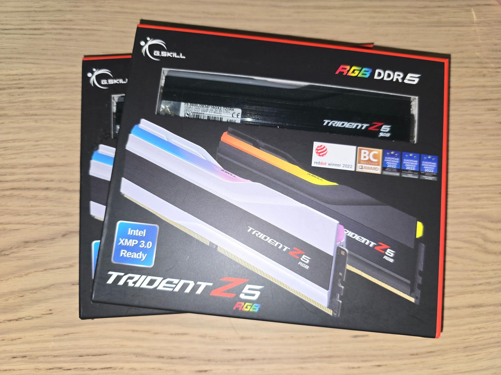 DDR5 64GB 2 Sets 4x16 Dims total $450 5600 CL 28 or $225 for half 32GB Trident Z RGB - Like New