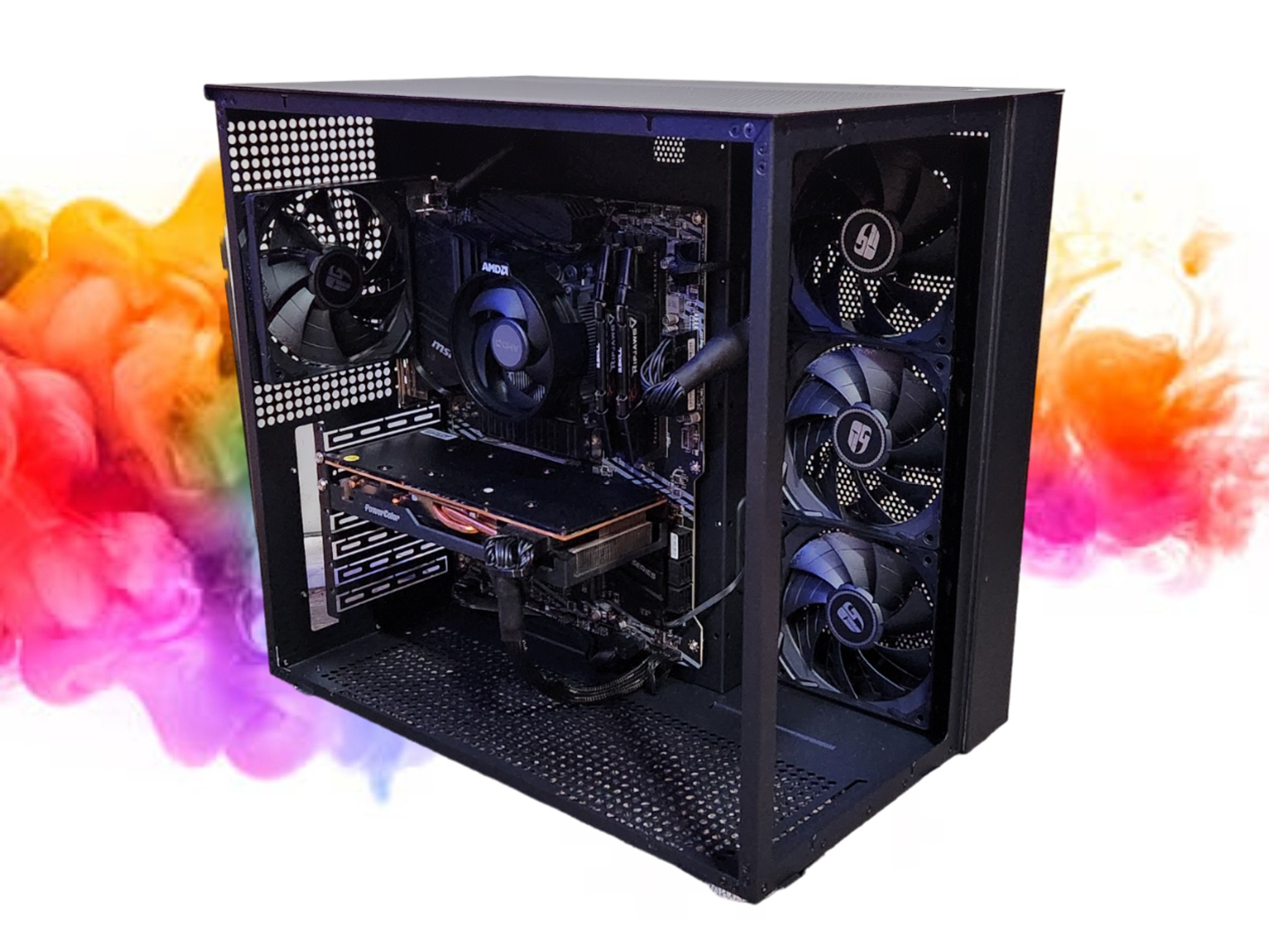 SALE: RX 6700 XT + Ryzen 5 5500 + 32GBs DDR4 RAM + 1TB SSD + 4 Fans ( No RGB Black Gaming PC )