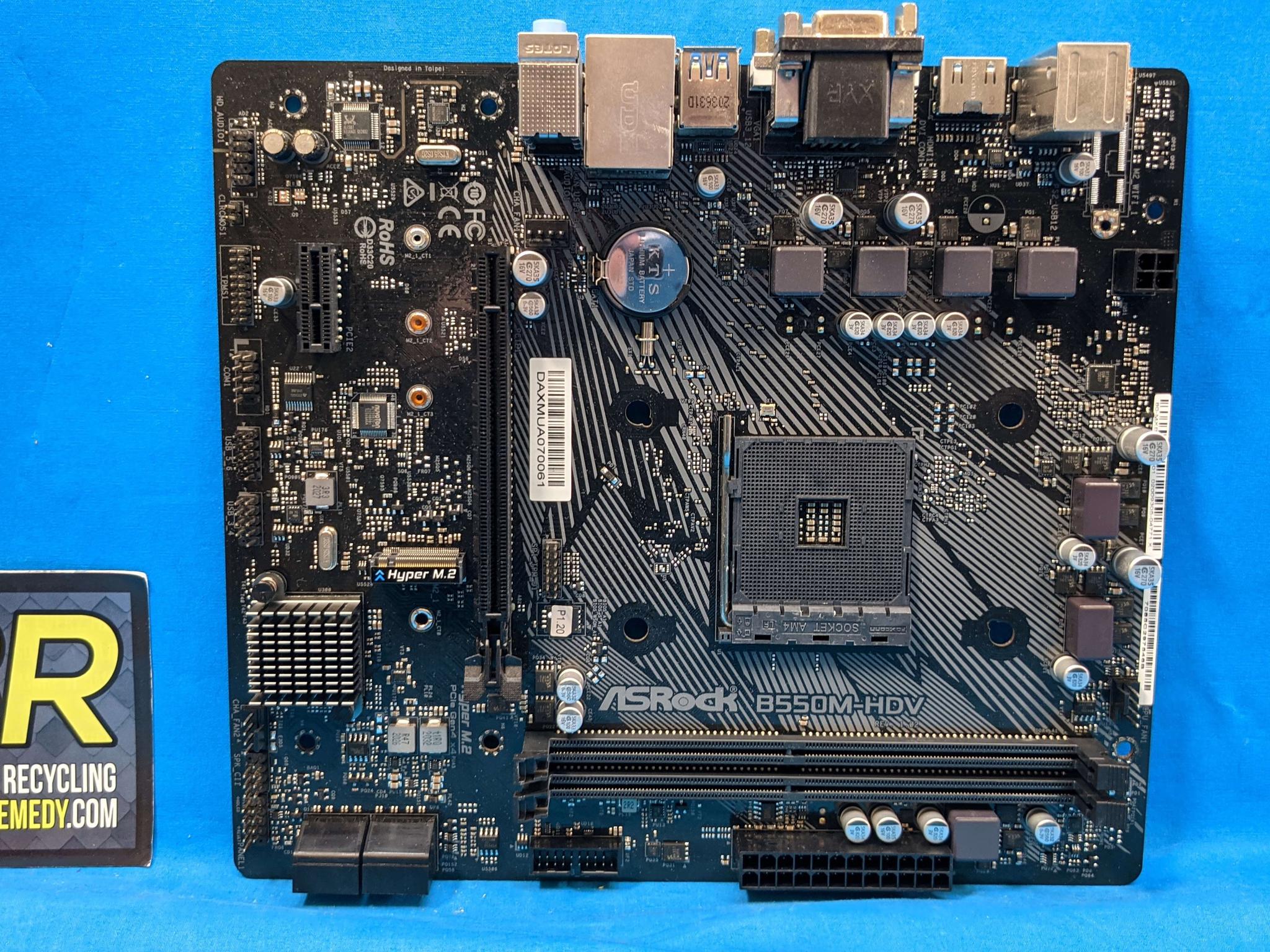ASRock B550M-HDV REV. 1.02 AMD Socket AM4 DDR4 MicroATX Desktop Motherboard No I/O Shield