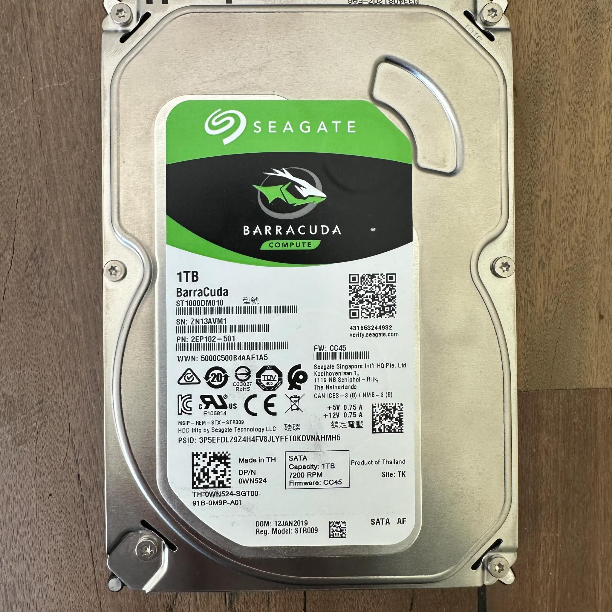 Seagate BarraCuda 1TB SATA III HDD + Dell Optiplex 3040 MT HDD Caddy
