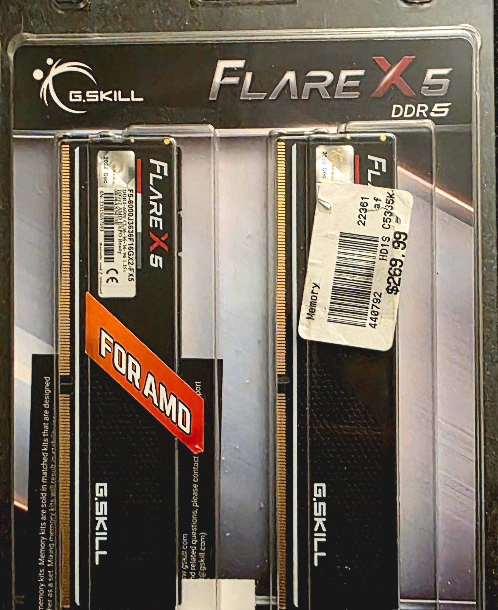 G.Skill Flare X5 DDR5-6000 desktop memory 32GB kit (2 x 16GB sticks)