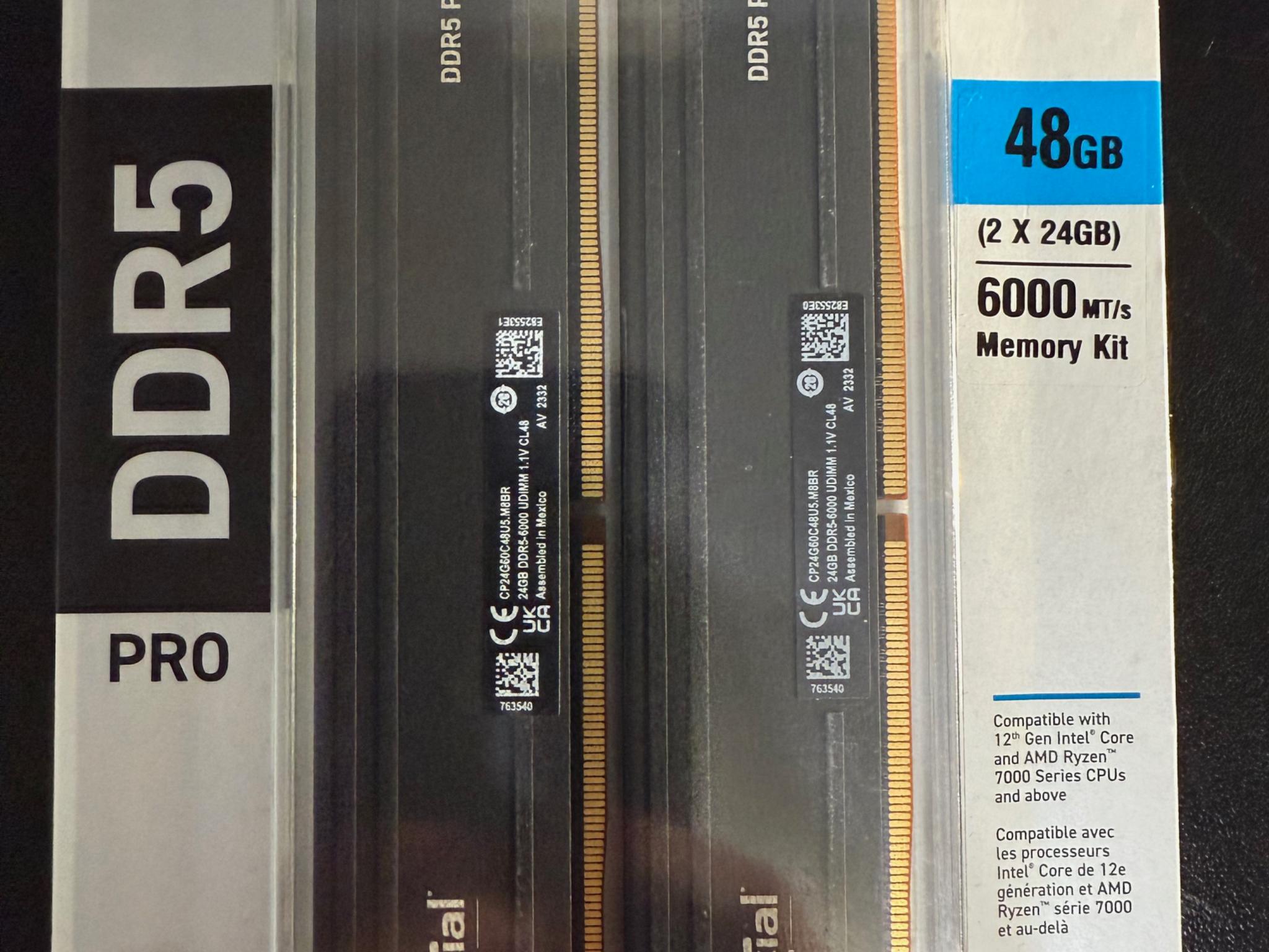 Crucial Pro DDR5 6000MT/s 48GB Kit (2 x 24GB)