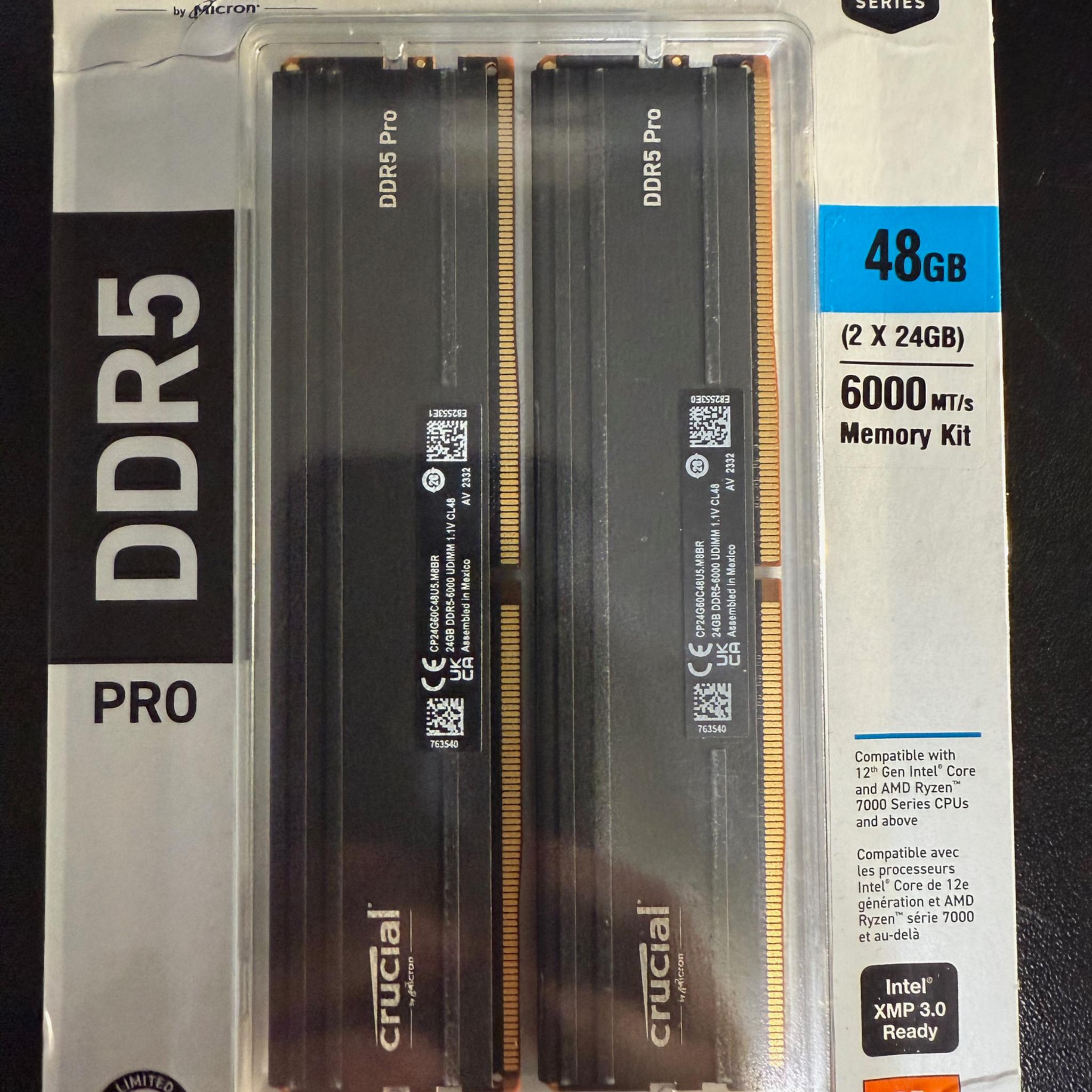 Crucial Pro DDR5 6000MT/s 48GB Kit (2 x 24GB)