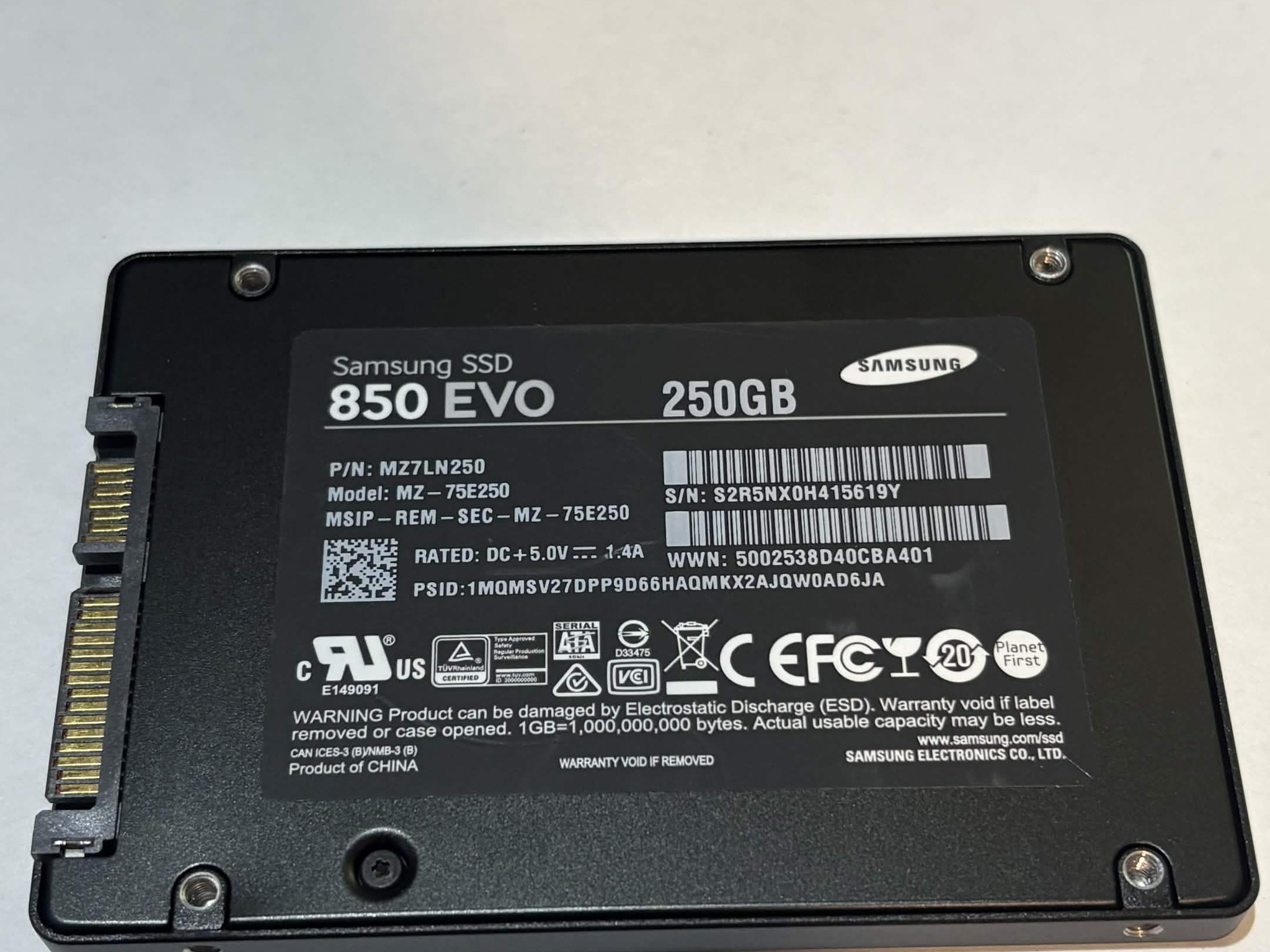 Samsung 850 EVO 250GB 2.5" SATA III SSD – Tested – 99% Health – Fast Boot Drive