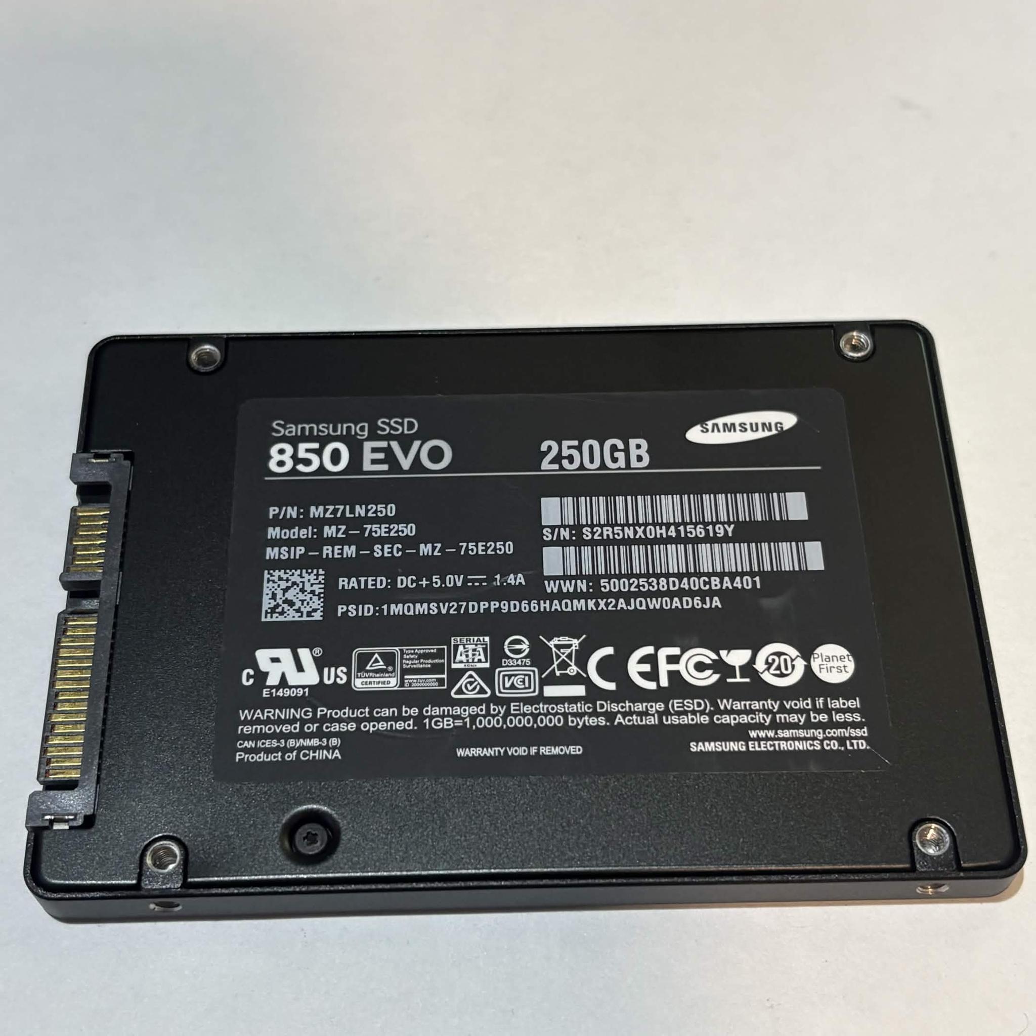 Samsung 850 EVO 250GB 2.5" SATA III SSD – Tested – 99% Health – Fast Boot Drive