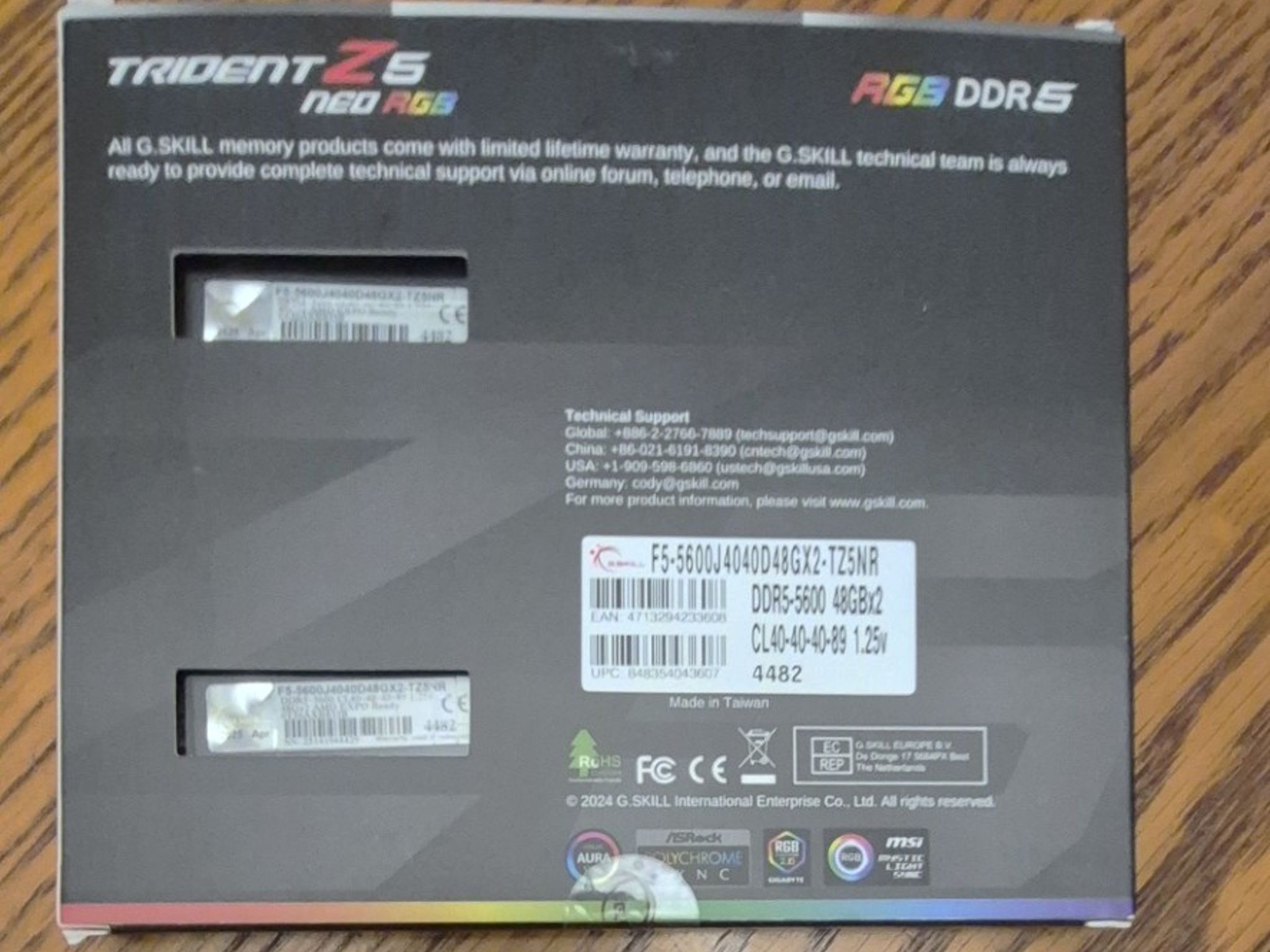 G.Skill Trident Z5 Neo RGB F5-5600J4040D48GX2-TZ5NR memory module 96 GB 2 x 48 G