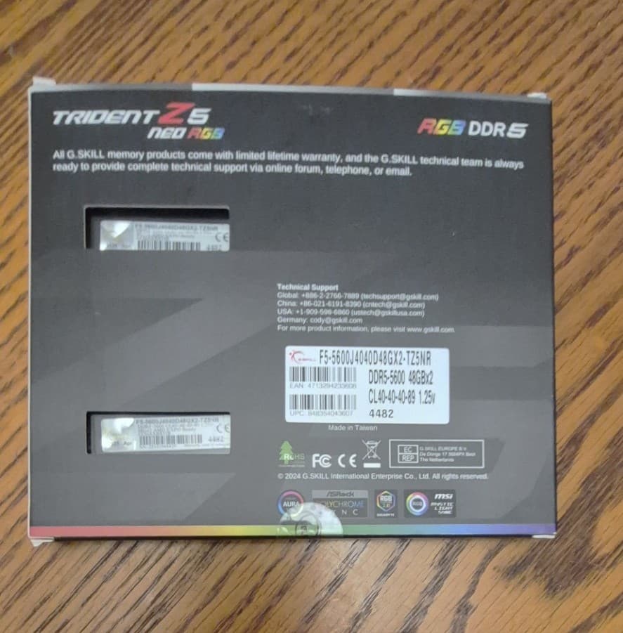 G.Skill Trident Z5 Neo RGB F5-5600J4040D48GX2-TZ5NR memory module 96 GB 2 x 48 G