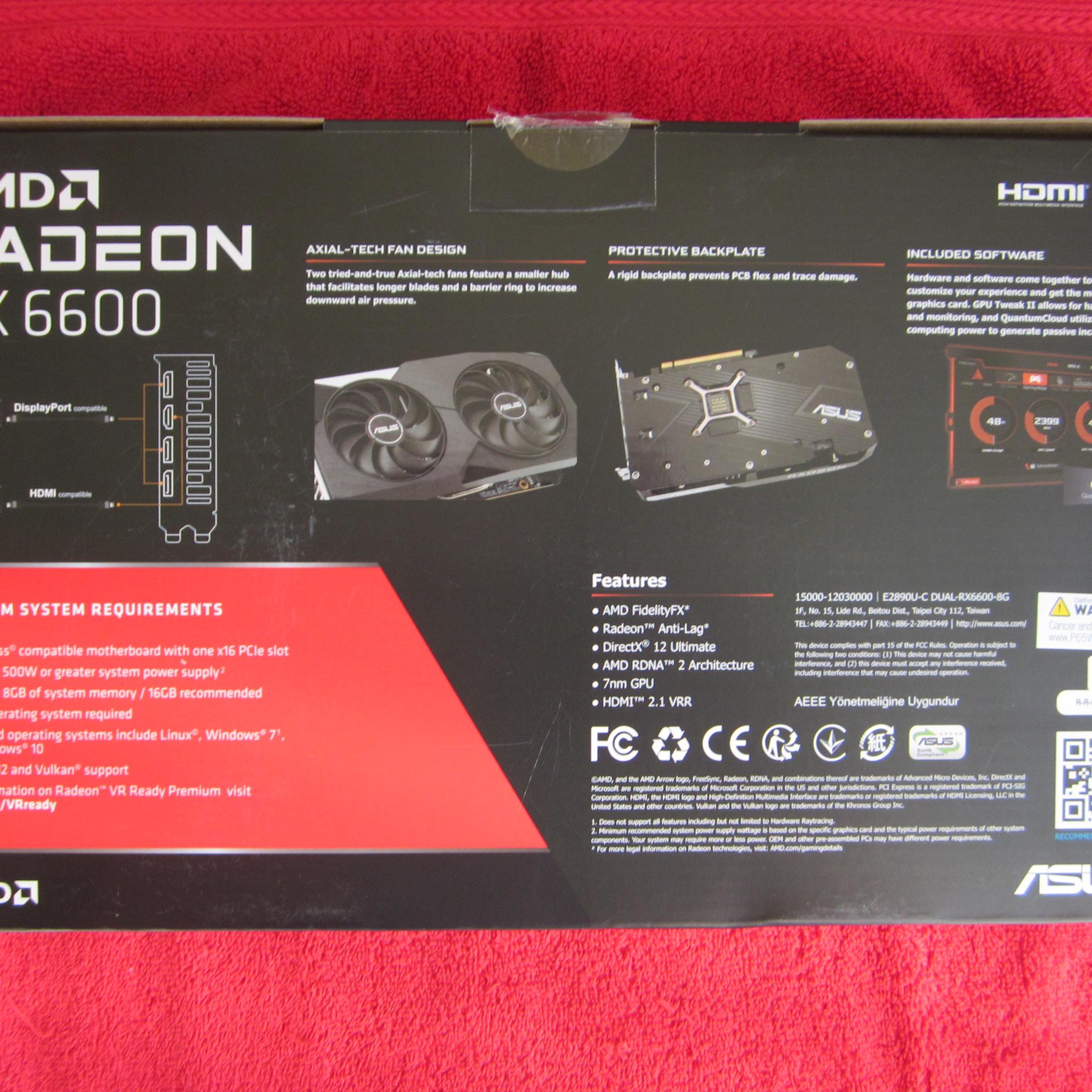 ASUS DUAL AMD Radeon RX 6600 8GB Video Card