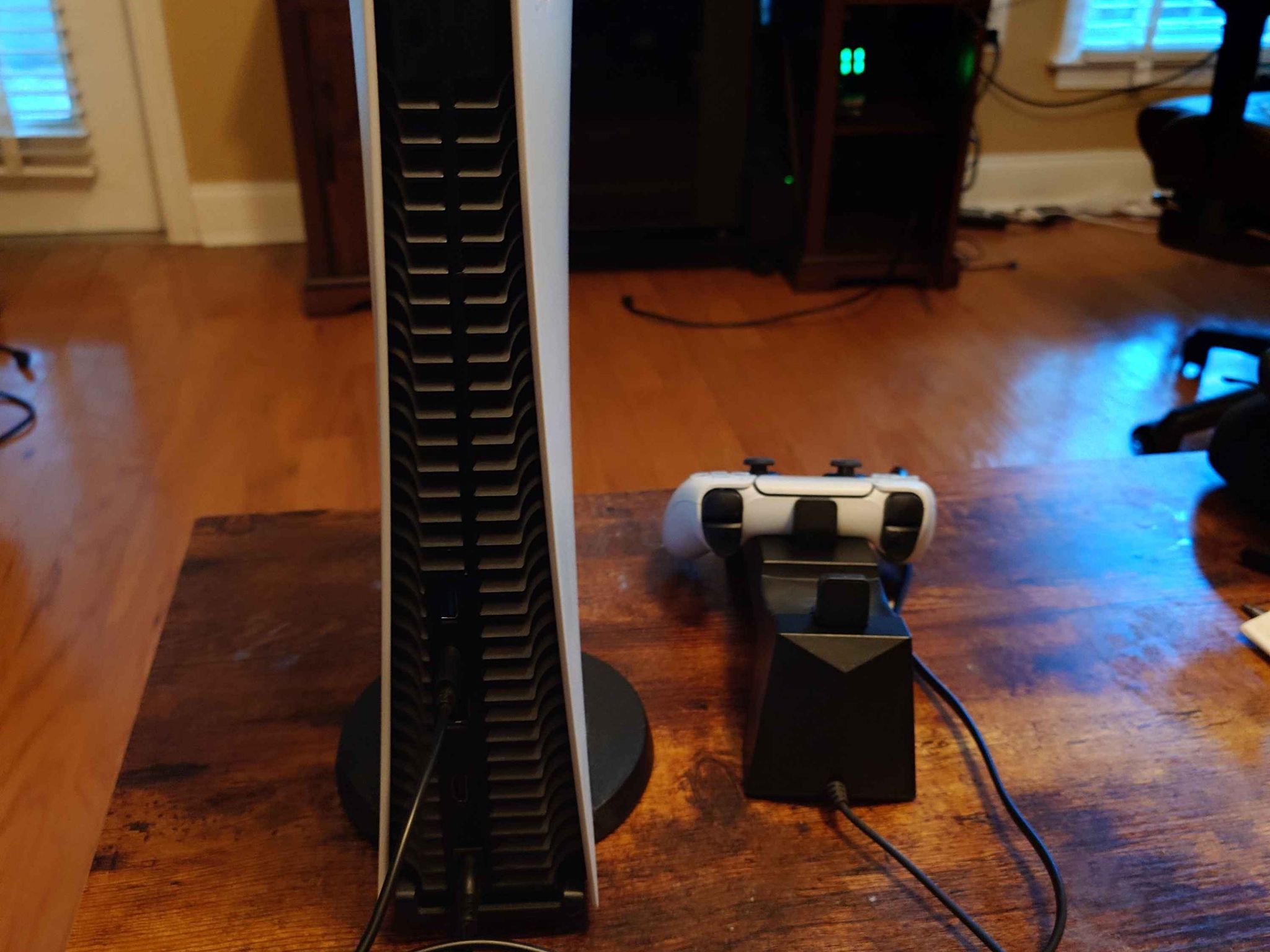 Playstation 5, with full cabling, controller, and controller charging dock