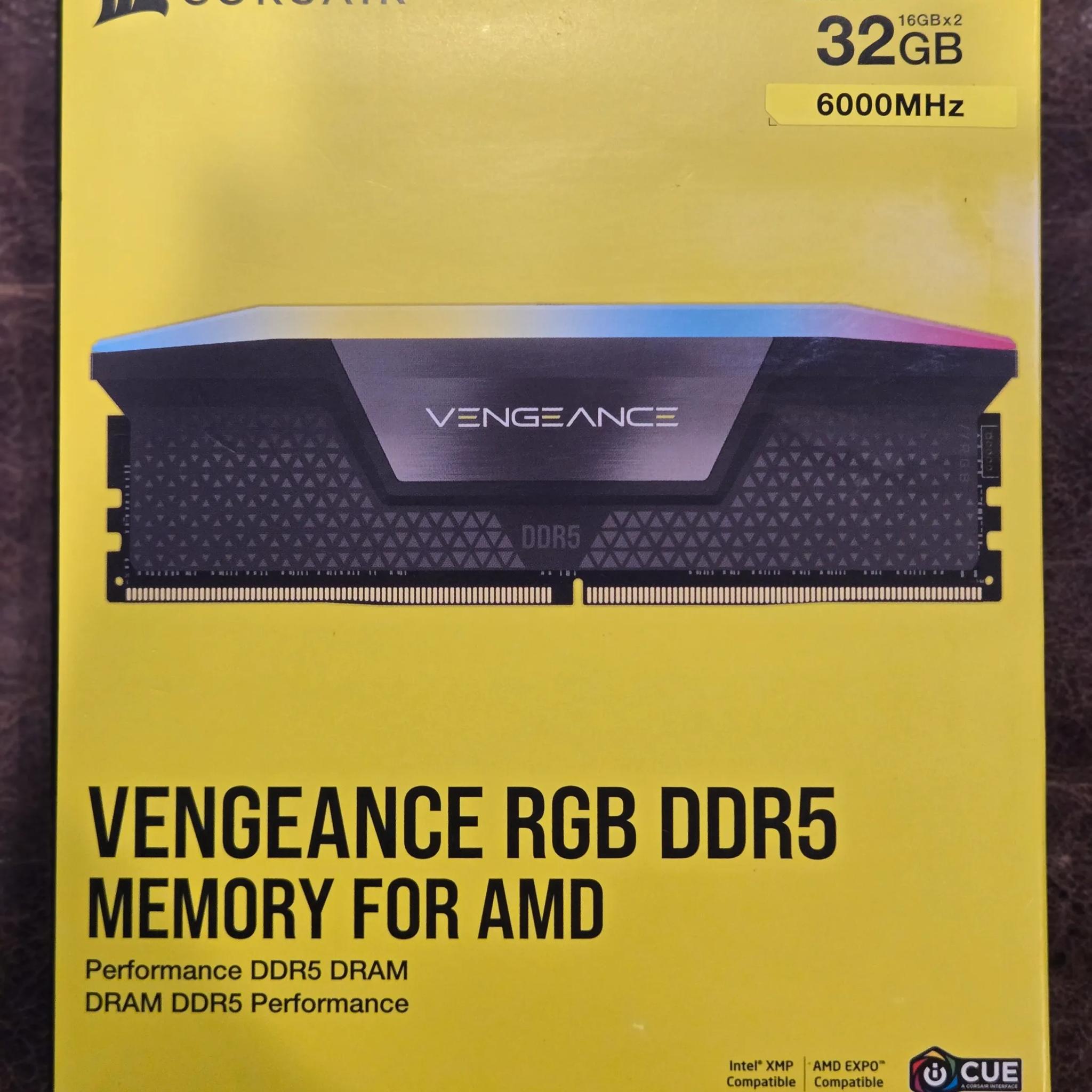 Corsair VENGEANCE RGB 32GB (2 x 16GB) DDR5-6000 PC5-48000 CL36