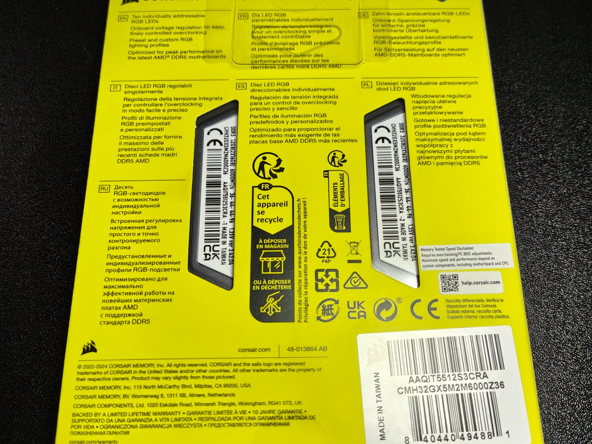 Corsair Vengance RGB DDR5 Memory