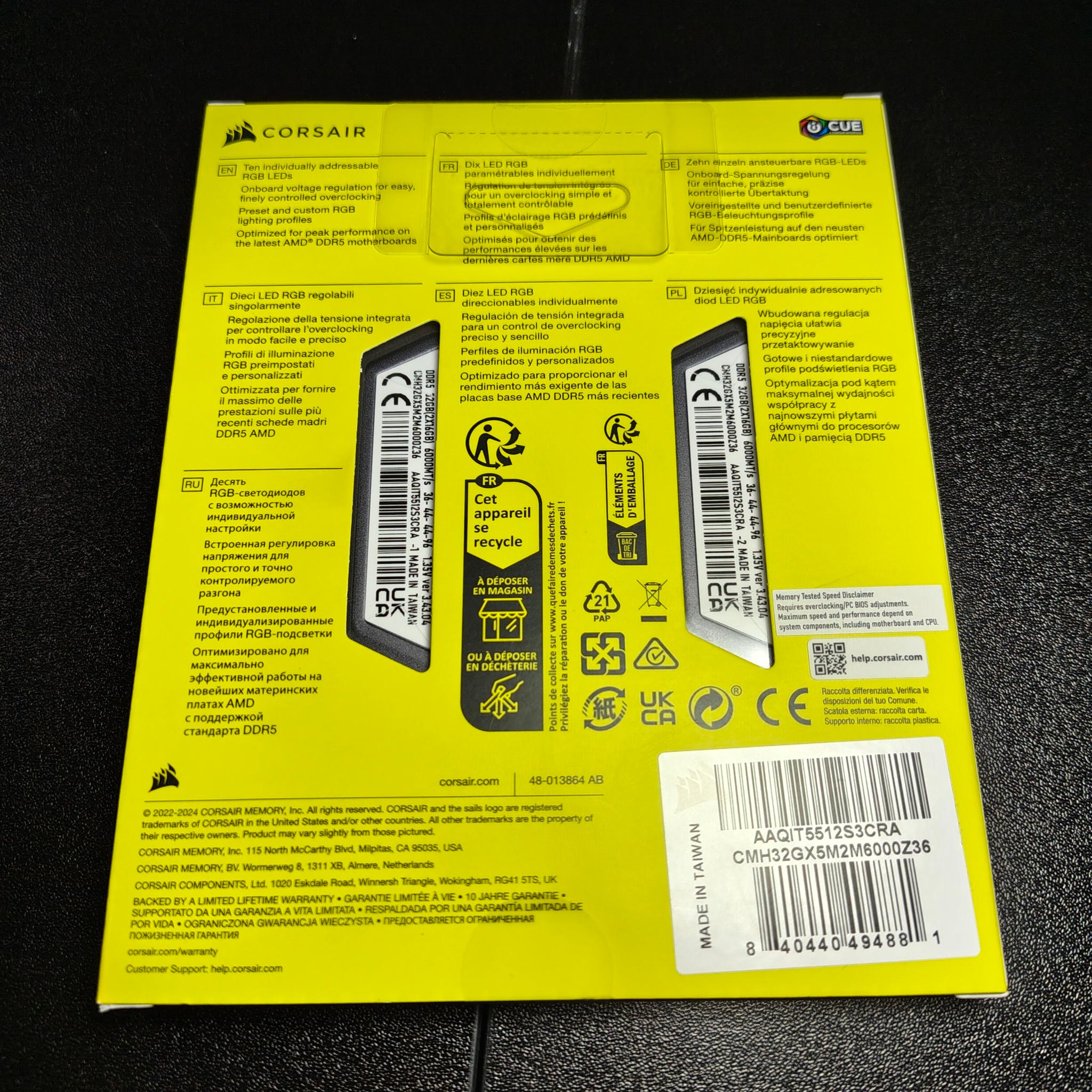 Corsair Vengance RGB DDR5 Memory