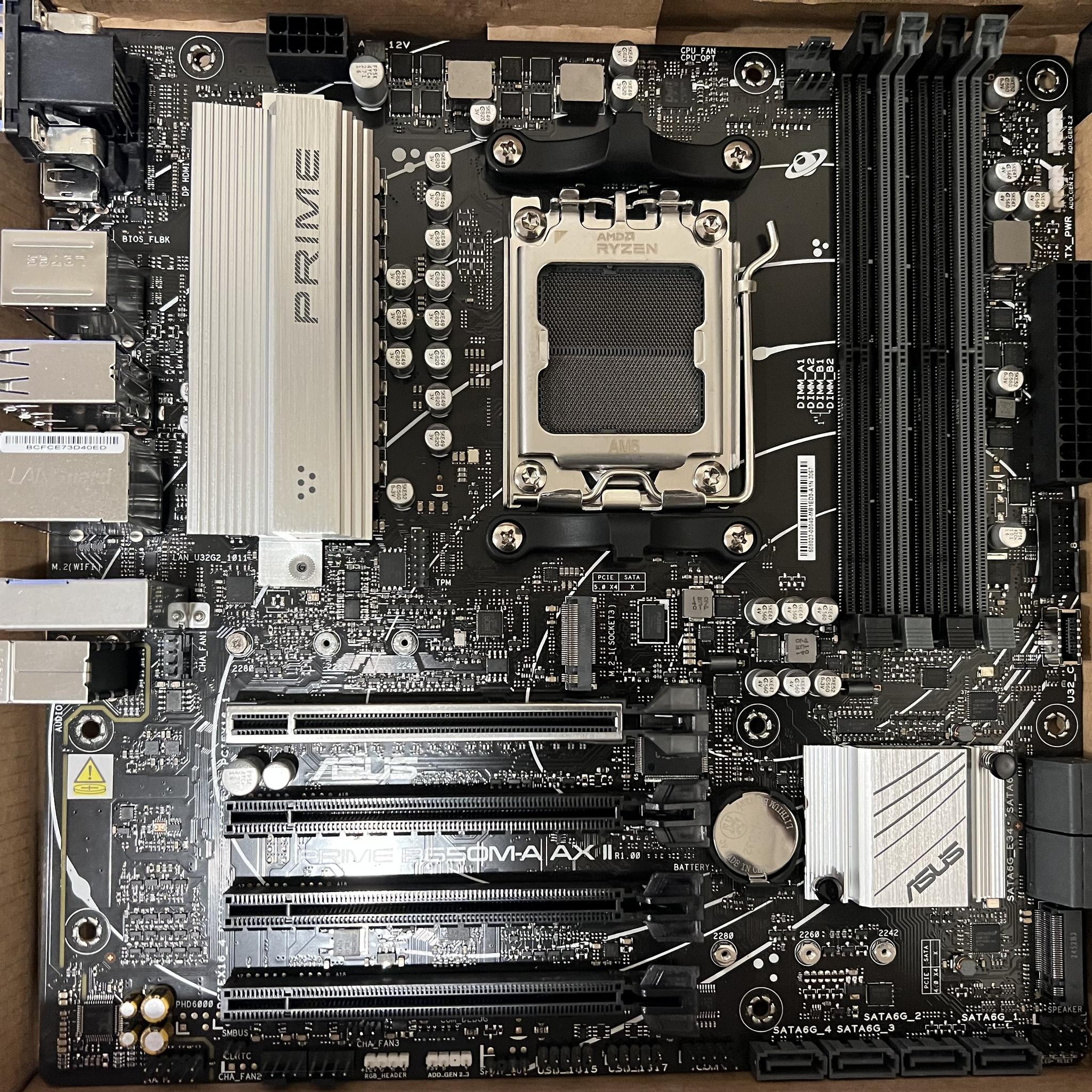 ASUS Prime B650M-A AX II mATX AM5 Motherboard with Wifi and Bluetooth