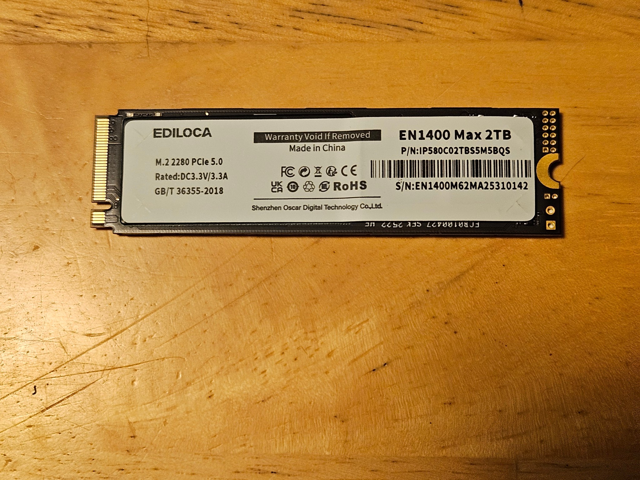 Ediloca EN1400 Max 2TB Gen 5 NVME SSD with DRAM CACHE and NVME Enclosure!