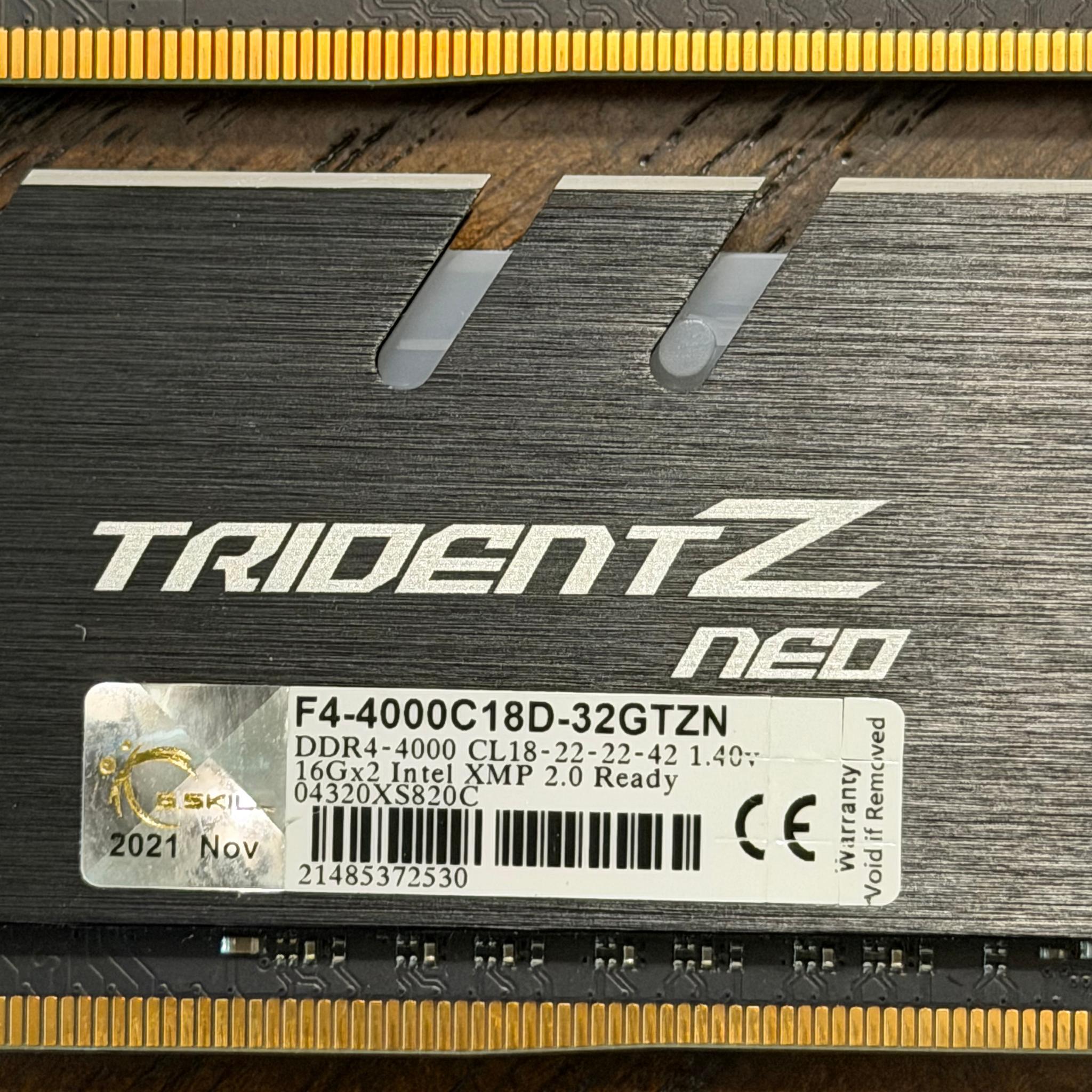 G.Skill Trident Z Neo 32GB (2x16GB) 4000MHz CL18 DDR4 RAM