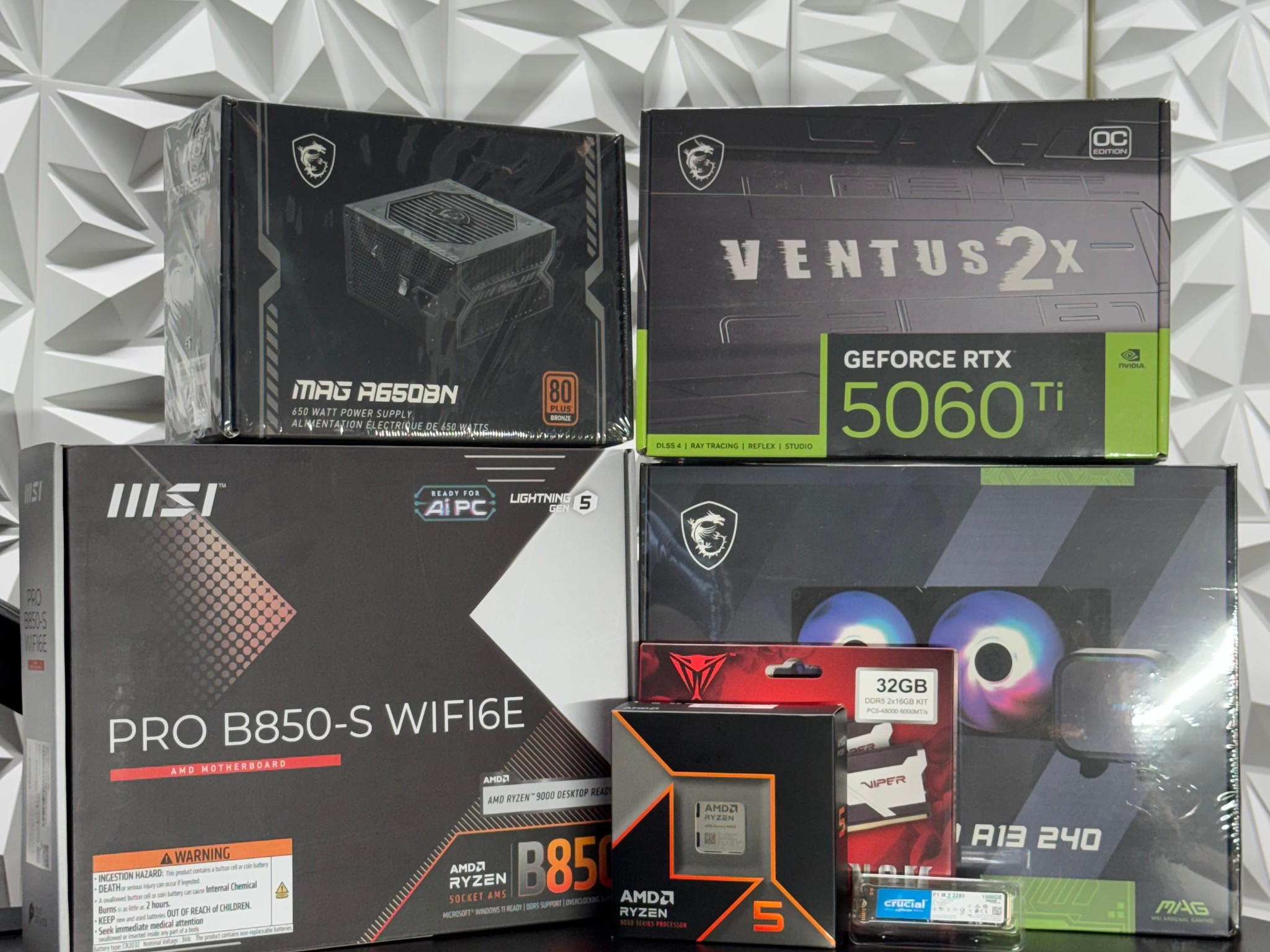 RTX 5060 Ti / 32GB DDR5 Ram / Ryzen 5 9600X / 1TB Crucial Nvme / 650w psu / windows 11