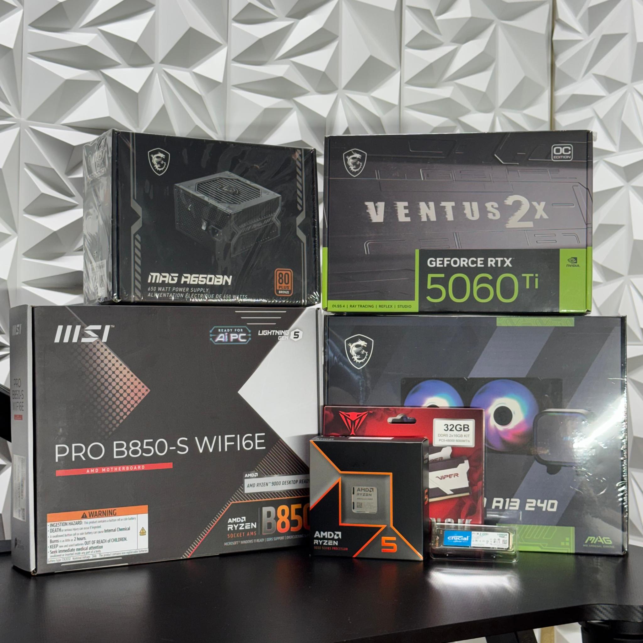 RTX 5060 Ti / 32GB DDR5 Ram / Ryzen 5 9600X / 1TB Crucial Nvme / 650w psu / windows 11