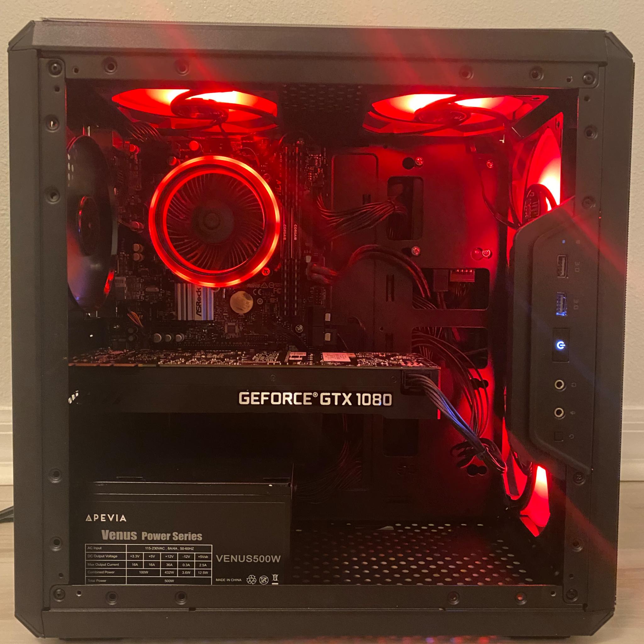 Gaming PC - GTX 1080, Intel i5-8600, 1TB SATA SSD, 500GB HDD, 16GB DDR4, Windows 10, ARGB, WiFi