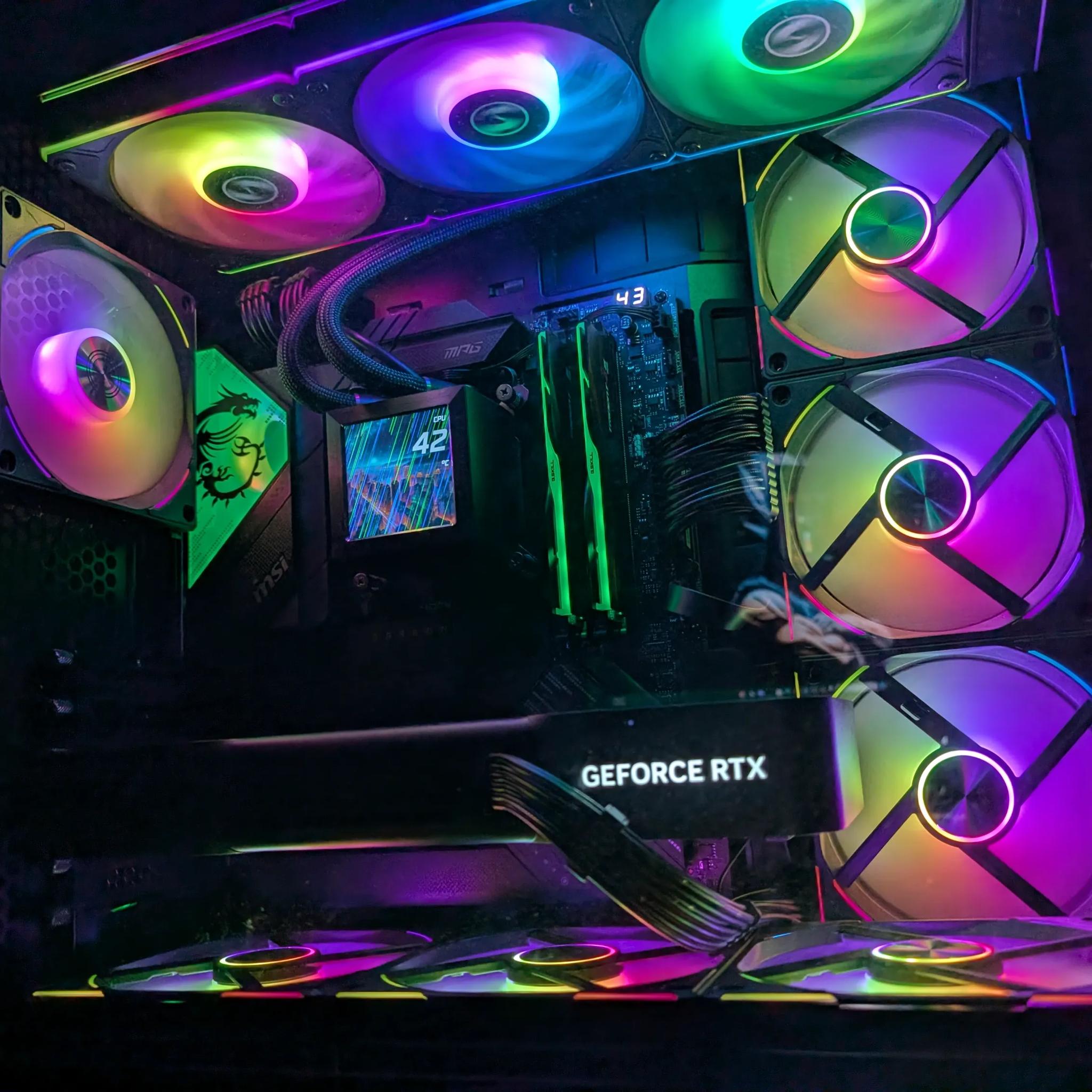 i9-14900K, 64GB DDR5-6400, 1TB M.2 NVMe, 1500W Platinum PSU, WiFi – Liquid Cooled Gaming PC