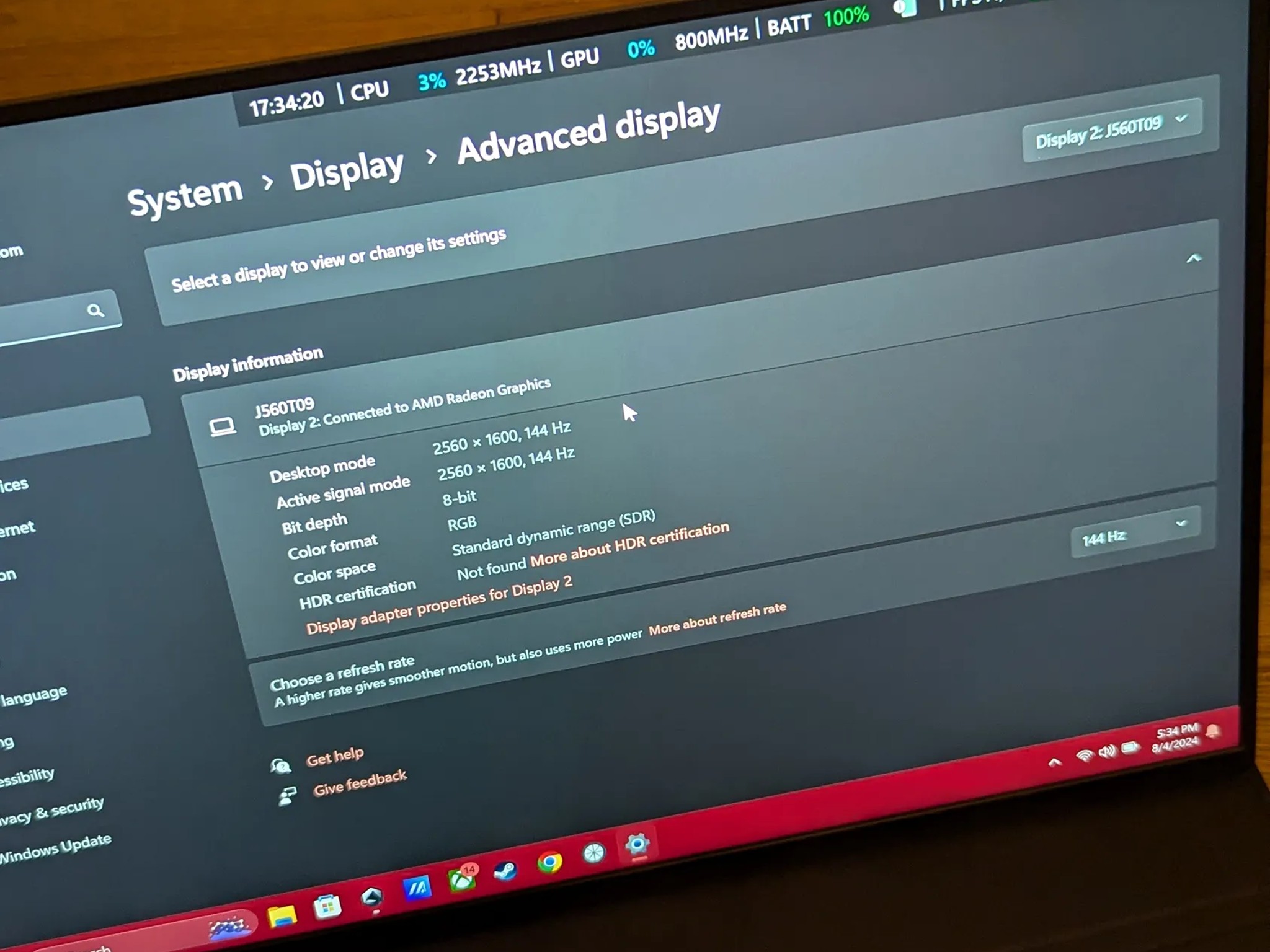1600p portable monitor 144 hz