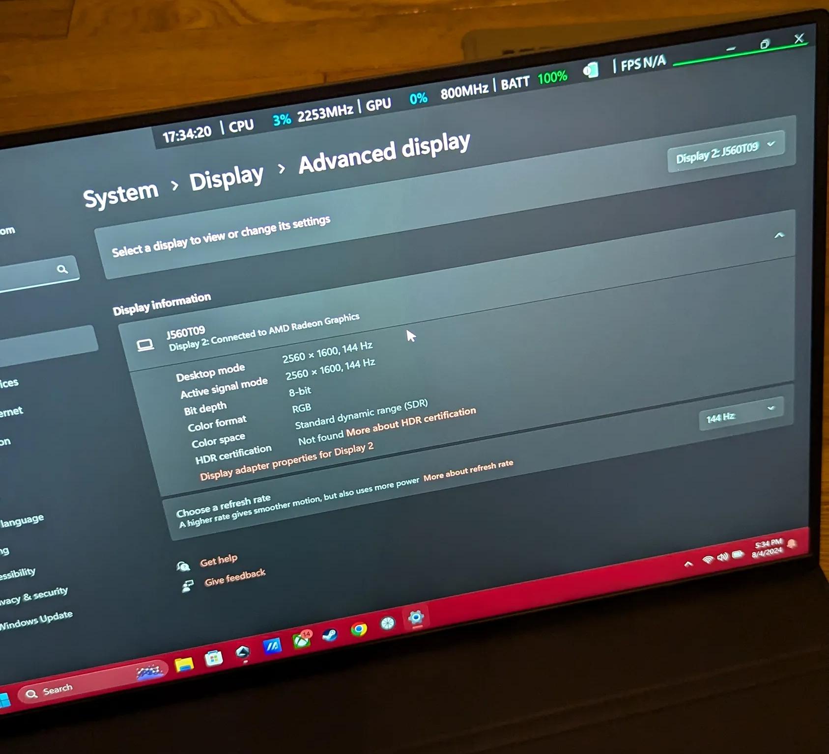 1600p portable monitor 144 hz