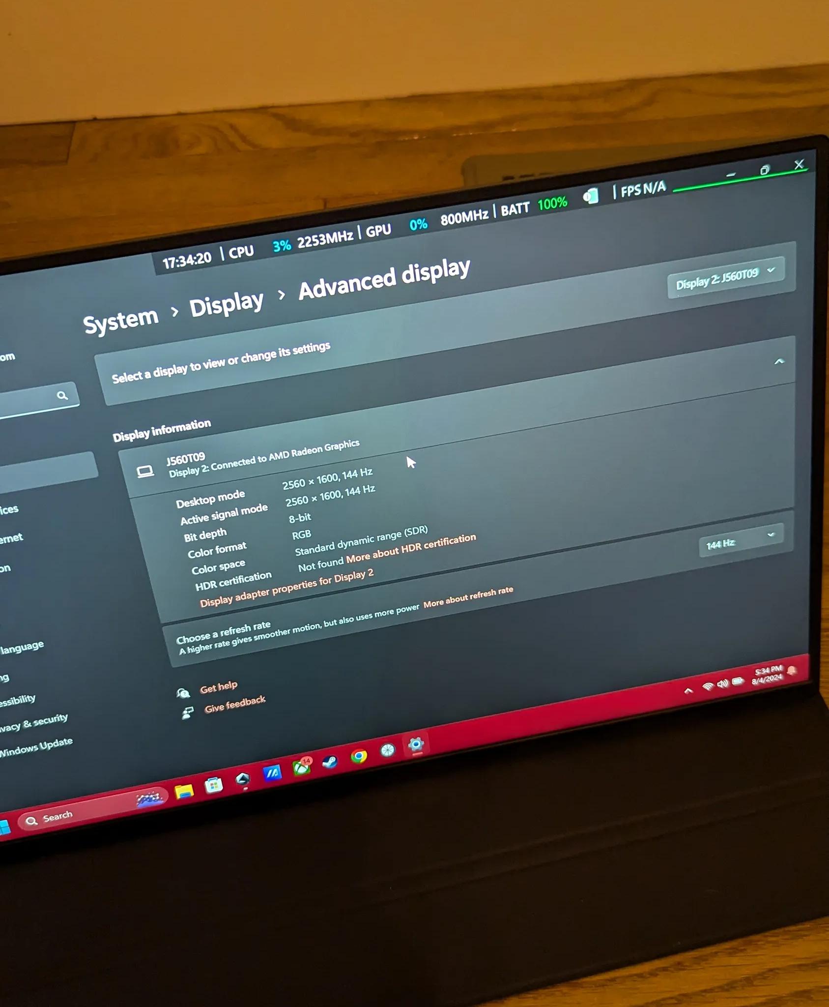 1600p portable monitor 144 hz