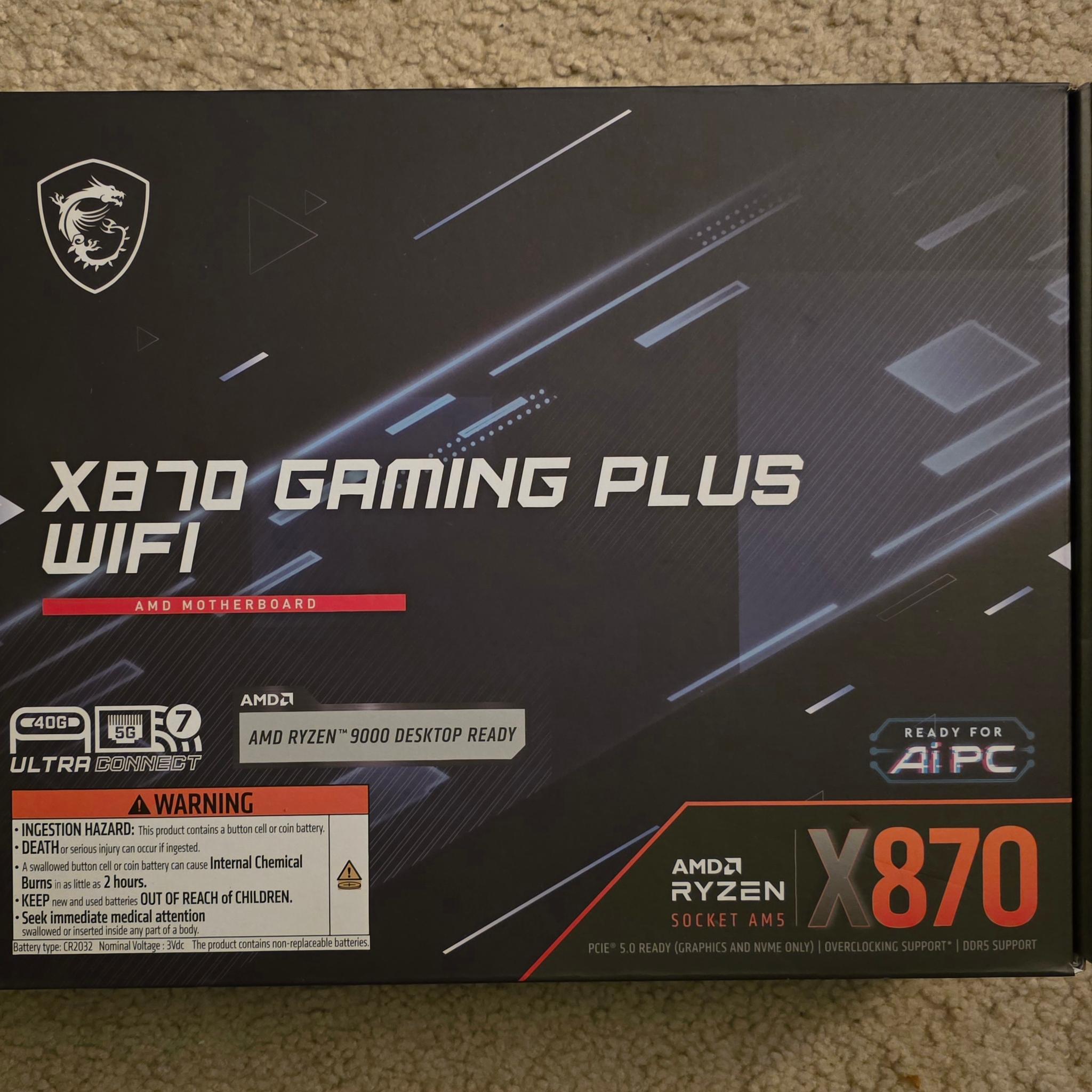 MSI X870 GAMING PLUS WIFI AM5 ATX Motherboard Brand New In Box