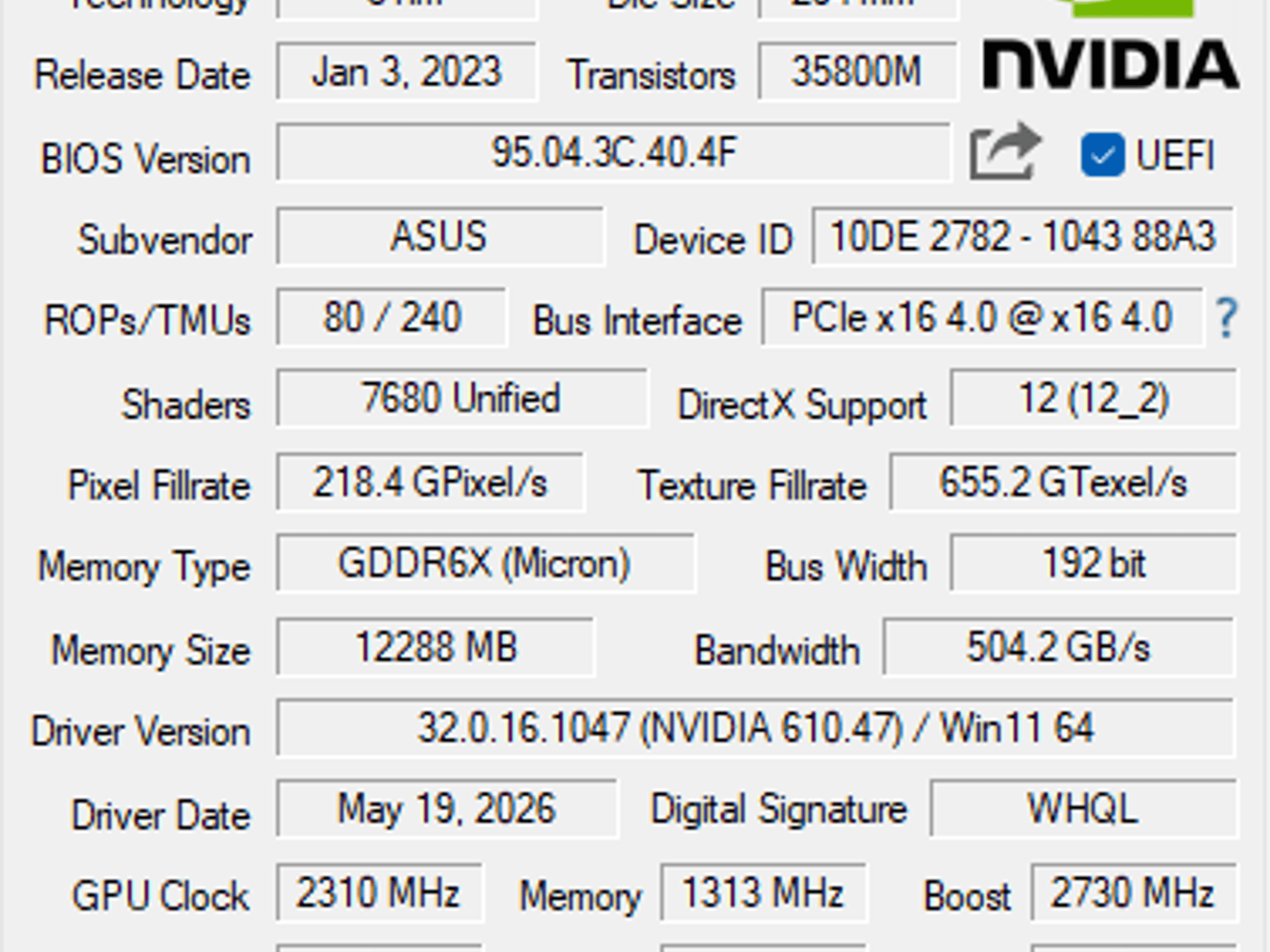 ASUS TUF Gaming GeForce RTX 4070 Ti TUF-RTX 4070TI-O12G-GAMING