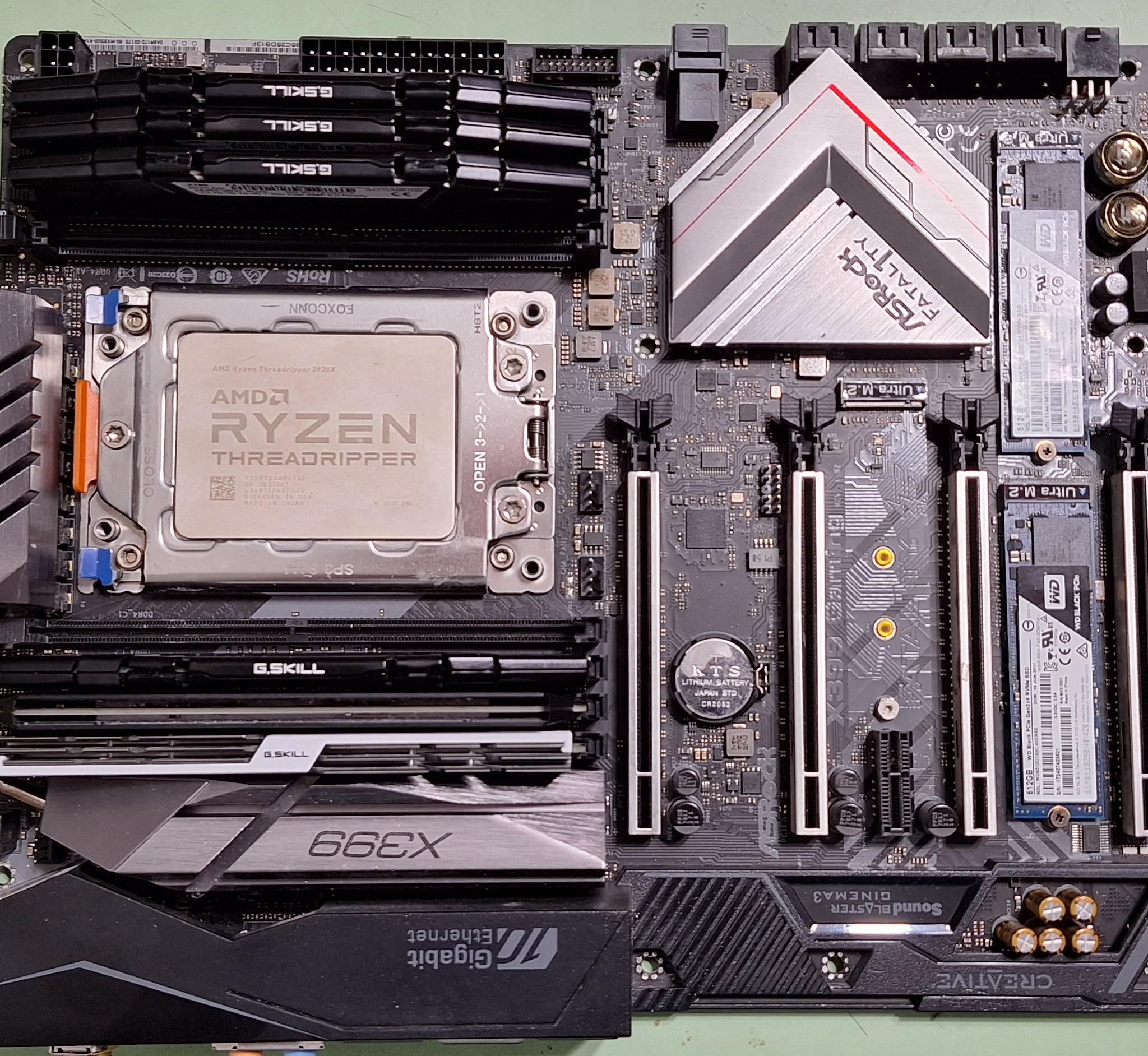 Threadripper 2920X + X399 Motherboard + Ram + 2 Gen M.2 SSD's + a SATA Controller card
