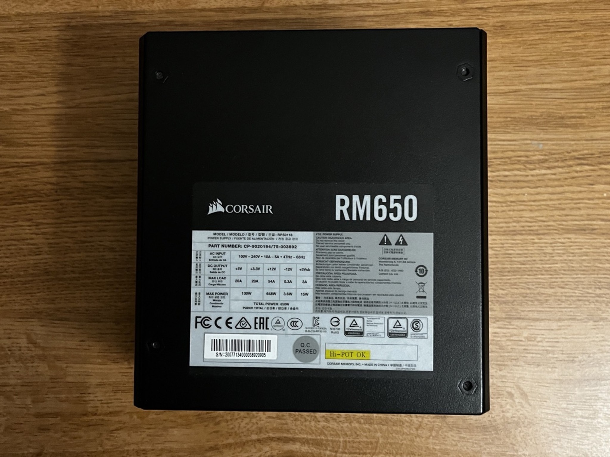 Corsair RM 650 W 80+ Gold Certified Fully Modular ATX Power Supply