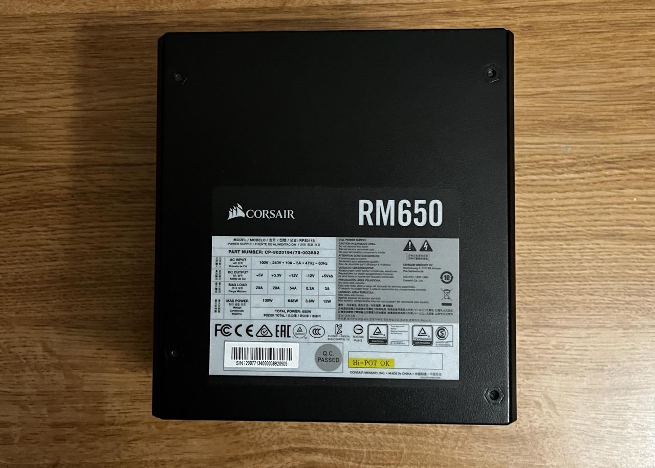 Corsair RM 650 W 80+ Gold Certified Fully Modular ATX Power Supply