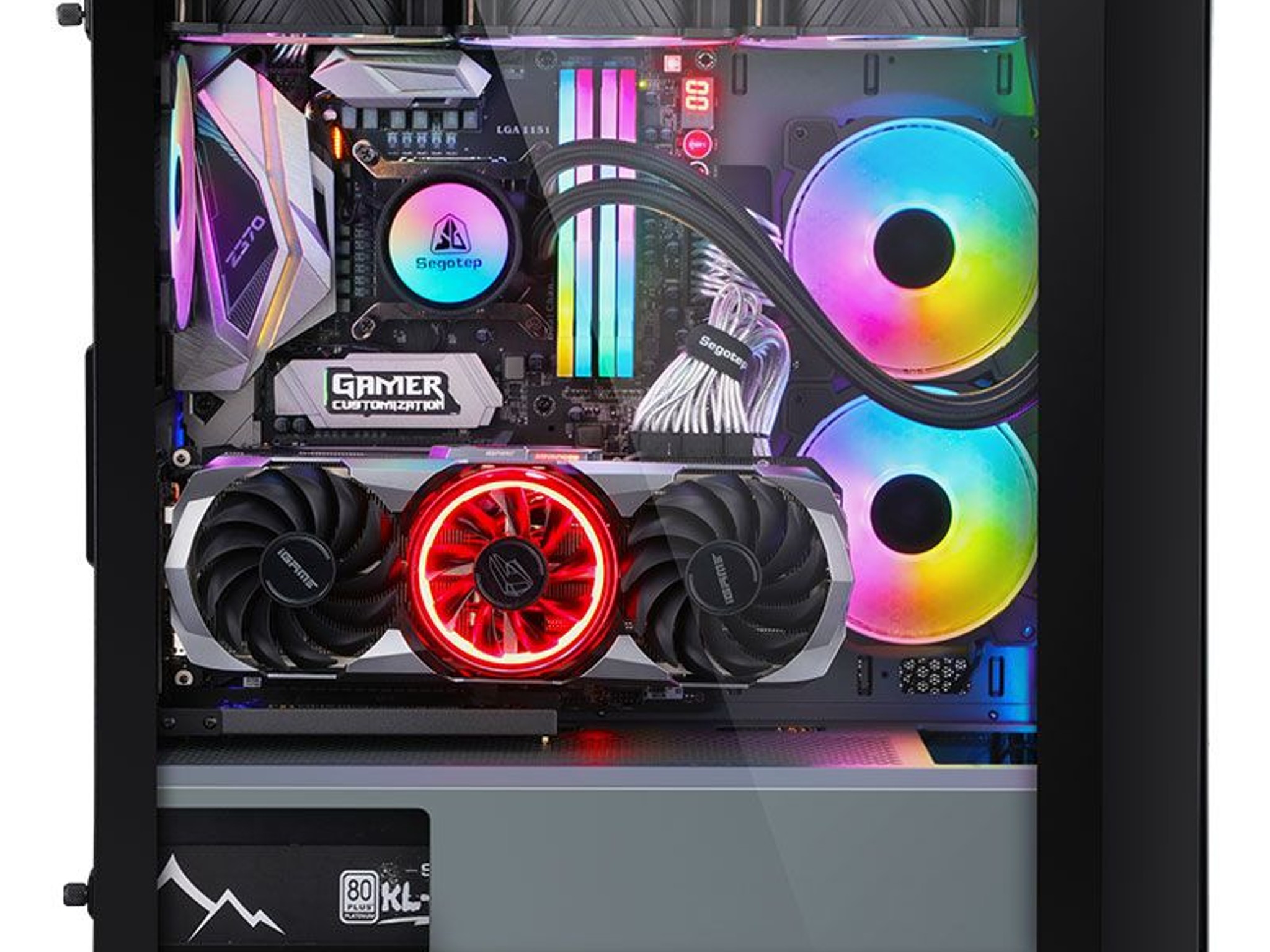 COMBO! SEGOTEP  Gank 360 ATX CASE  | Magnetic Front Panel| FROZEN 360 cooler with 4 HQ ARGB FANS