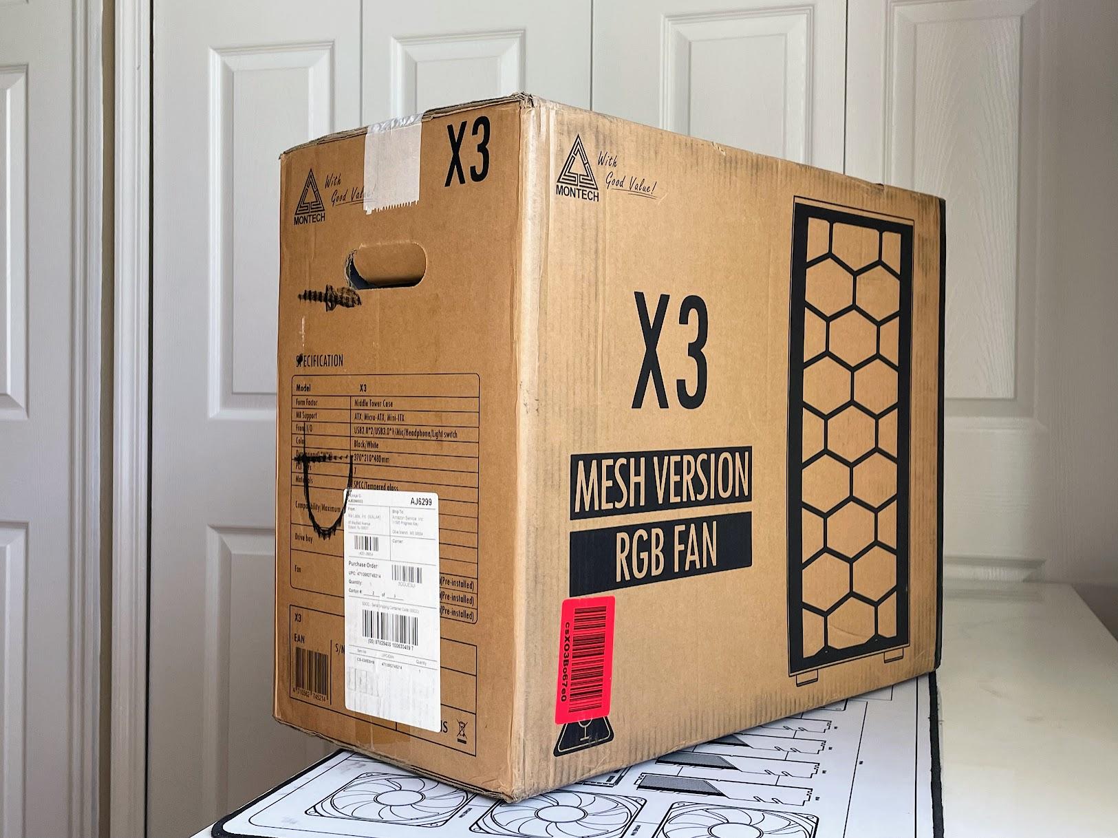 BNIB Montech X3 Mesh Tempered Glass Mid-Tower ATX PC Case - White w/ 6x Preinstalled 120mm RGB Fans