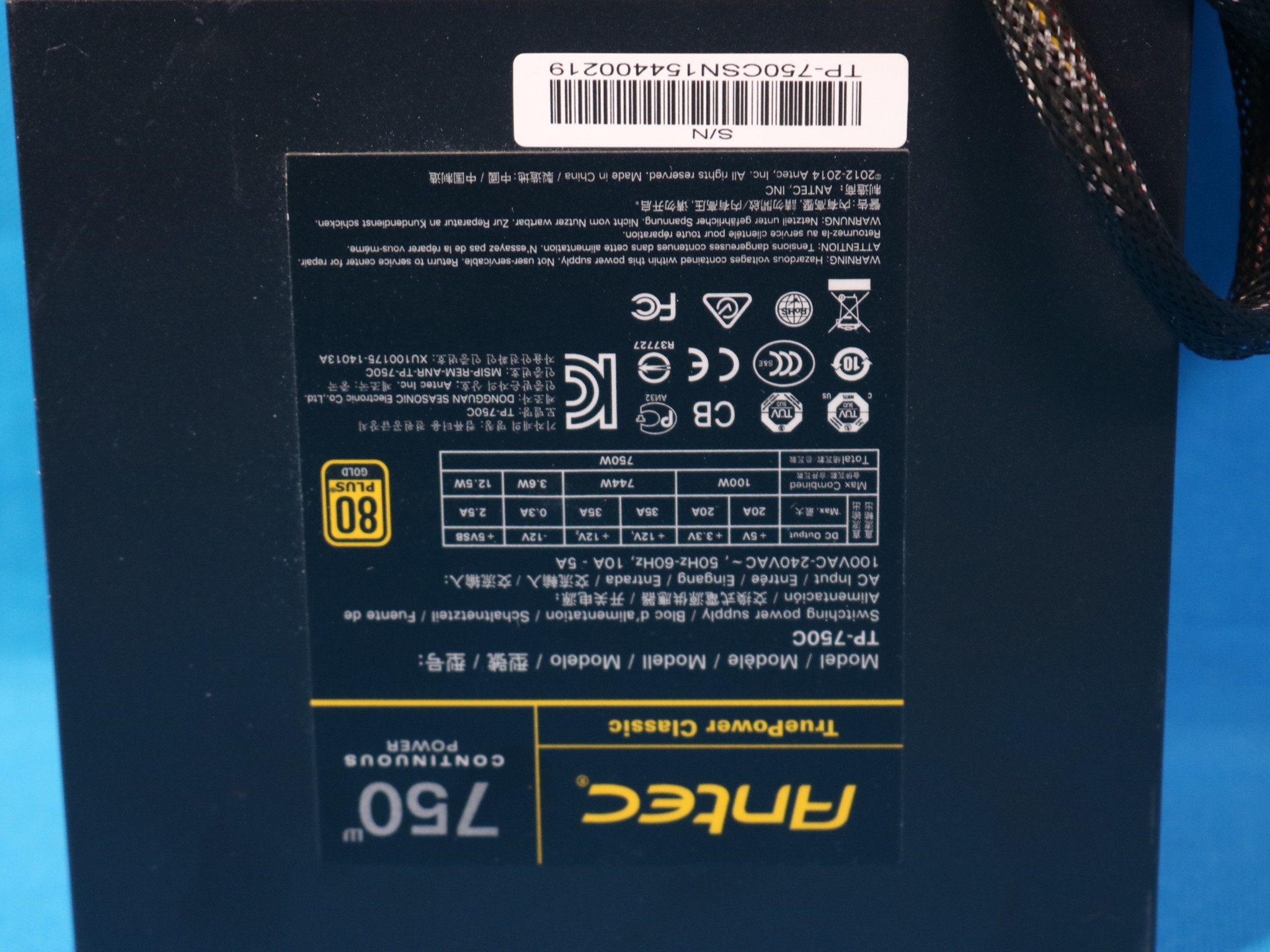 Antec TruePower Classic 750W Continuous Power 80 PLUS Gold 24-Pin ATX Desktop PSU TP-750C