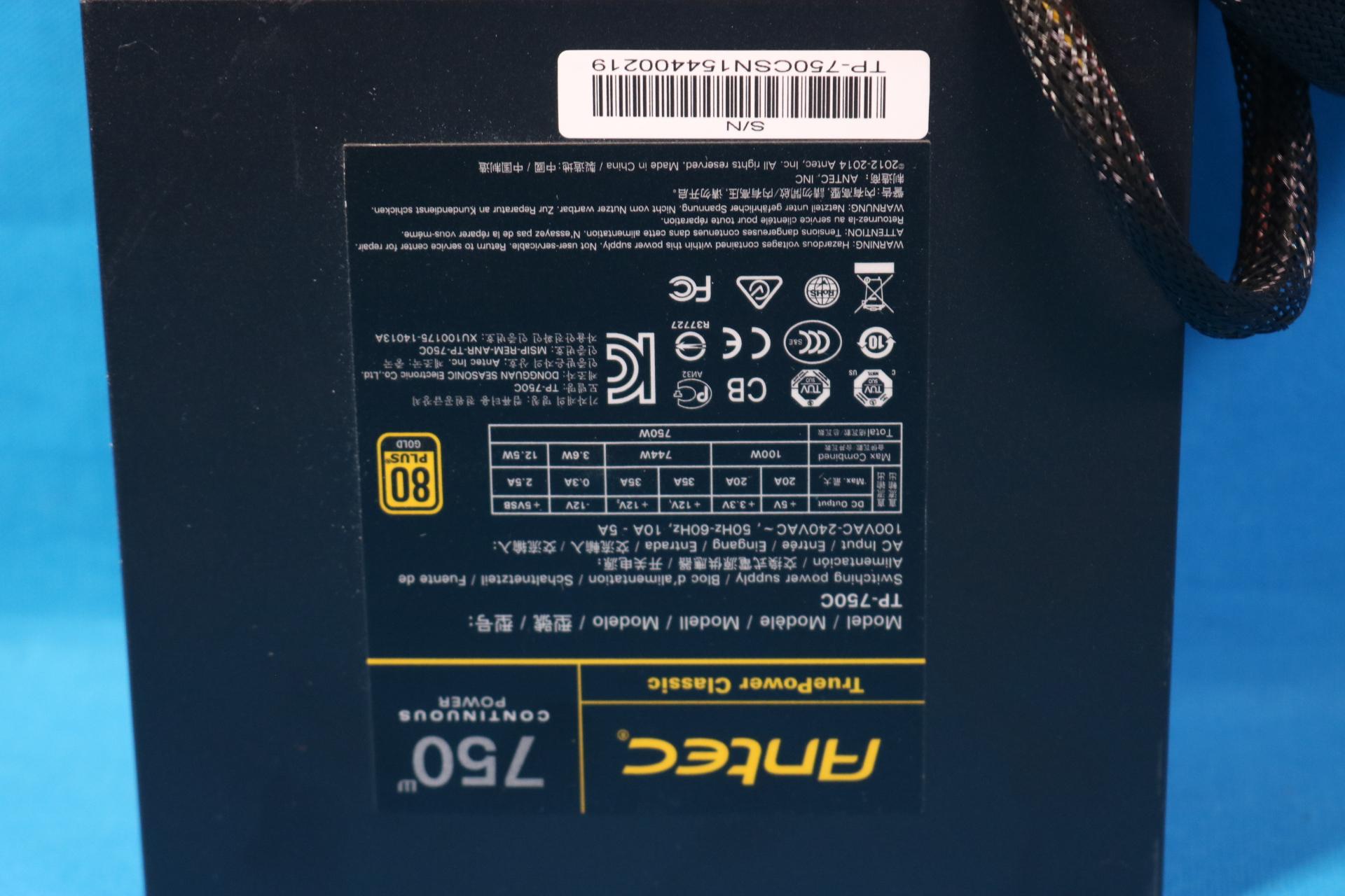 Antec TruePower Classic 750W Continuous Power 80 PLUS Gold 24-Pin ATX Desktop PSU TP-750C