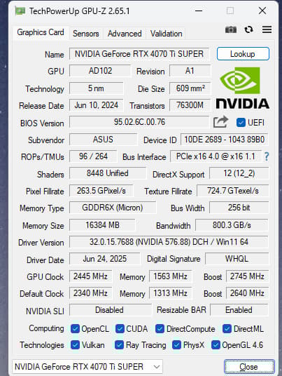 Asus Tuf 4070 Ti Super