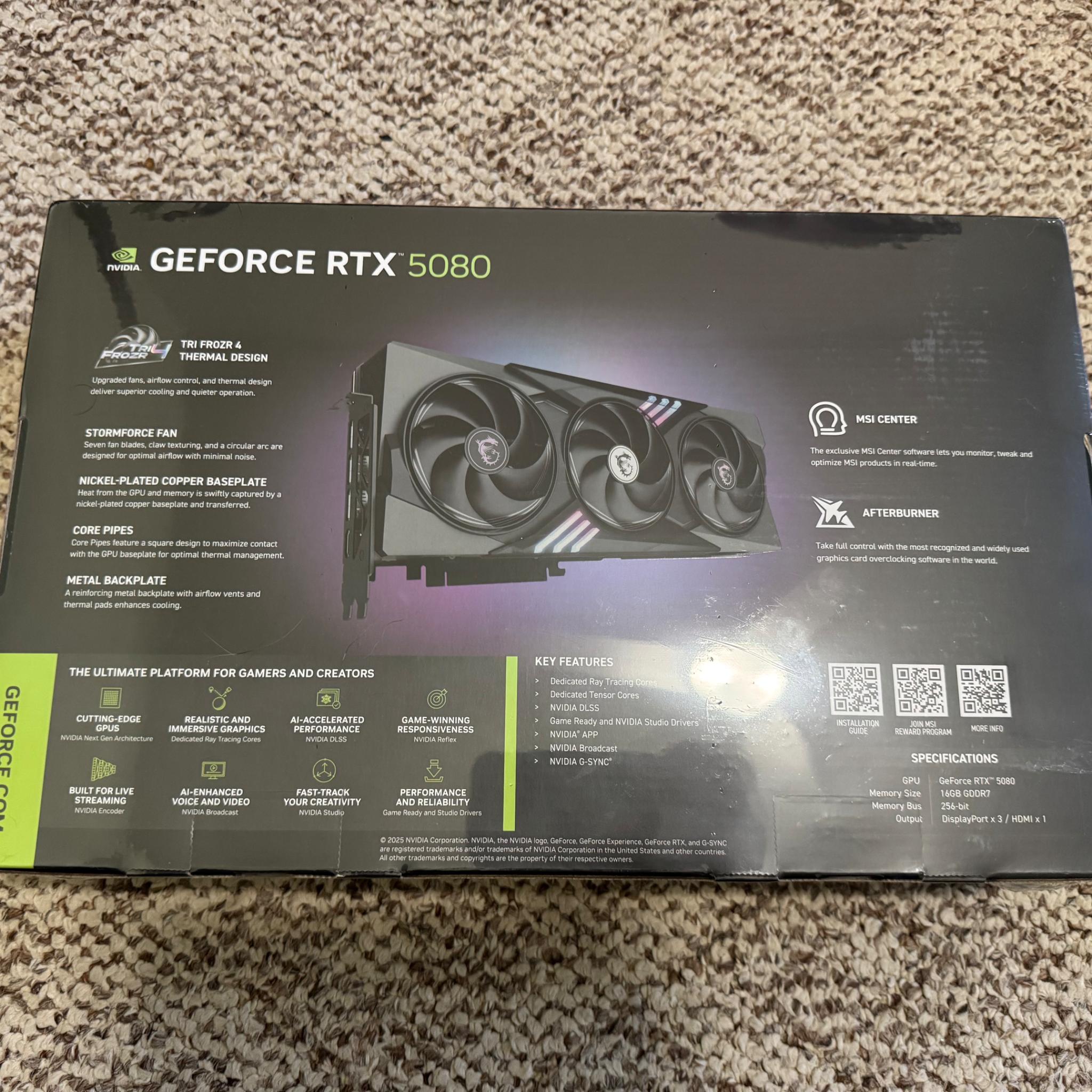 MSI Gaming RTX 5080 16G Gaming Trio OC Graphics Card