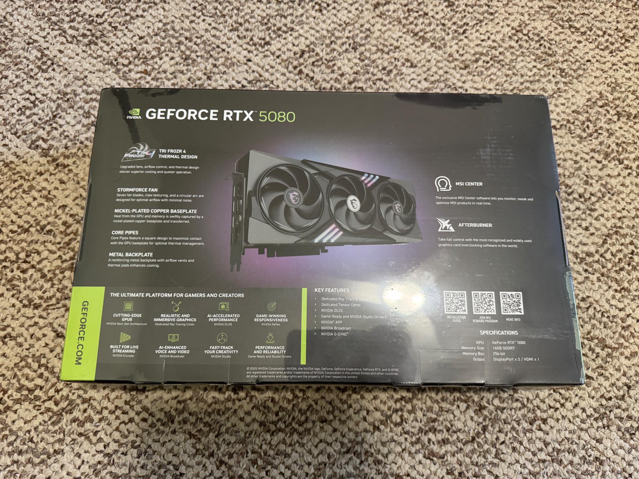MSI Gaming RTX 5080 16G Gaming Trio OC Graphics Card