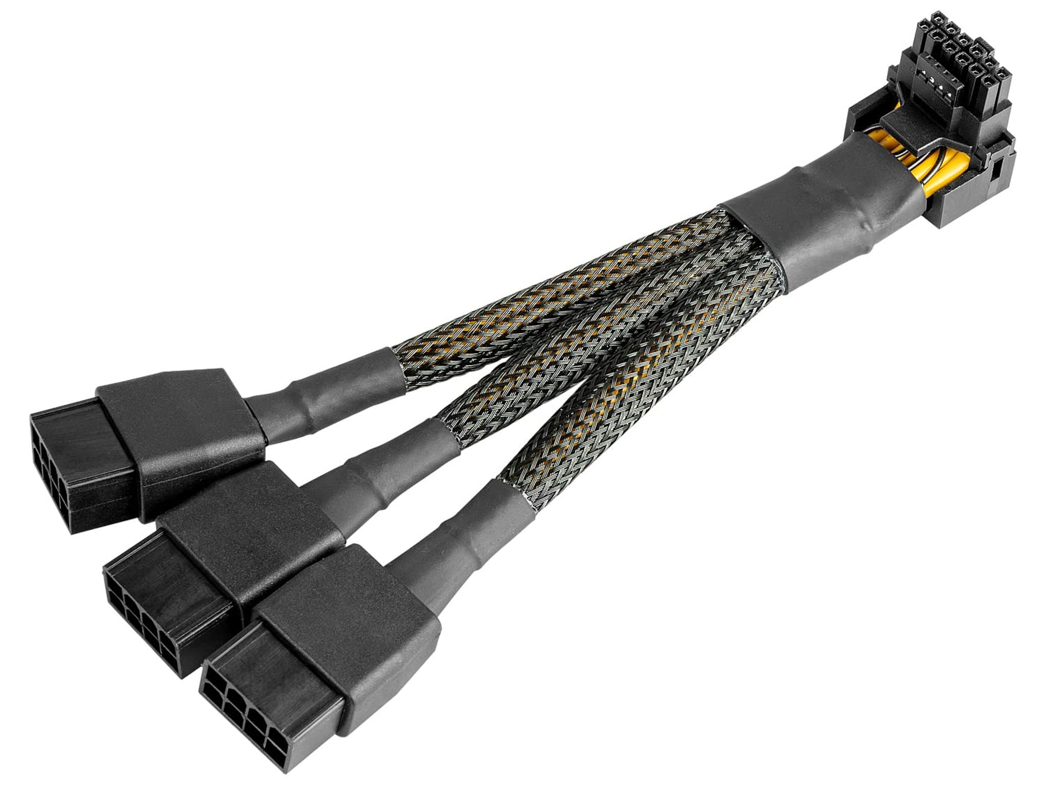 3X 8 Pin 16AWG PCIE 5.0 12VHPWR 600W 90 Degree Right Angle 16 Pin 12+4Pin Supply Adapter