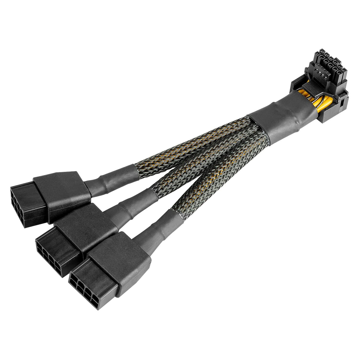 3X 8 Pin 16AWG PCIE 5.0 12VHPWR 600W 90 Degree Right Angle 16 Pin 12+4Pin Supply Adapter
