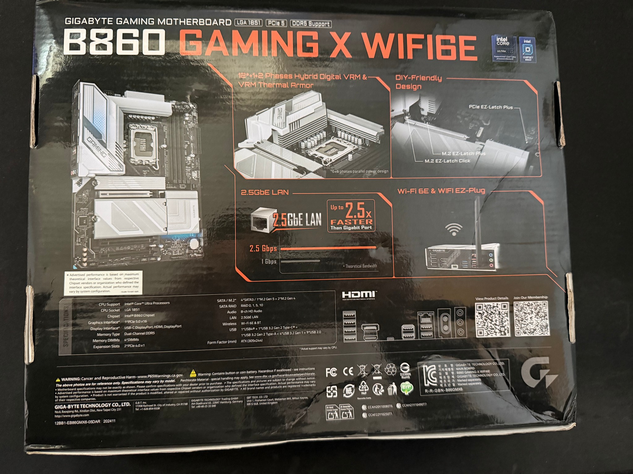 GIGABYTE B860 GAMING X WIFI6E Intel Core Ultra (Series 2) LGA 1851 Motherboard,