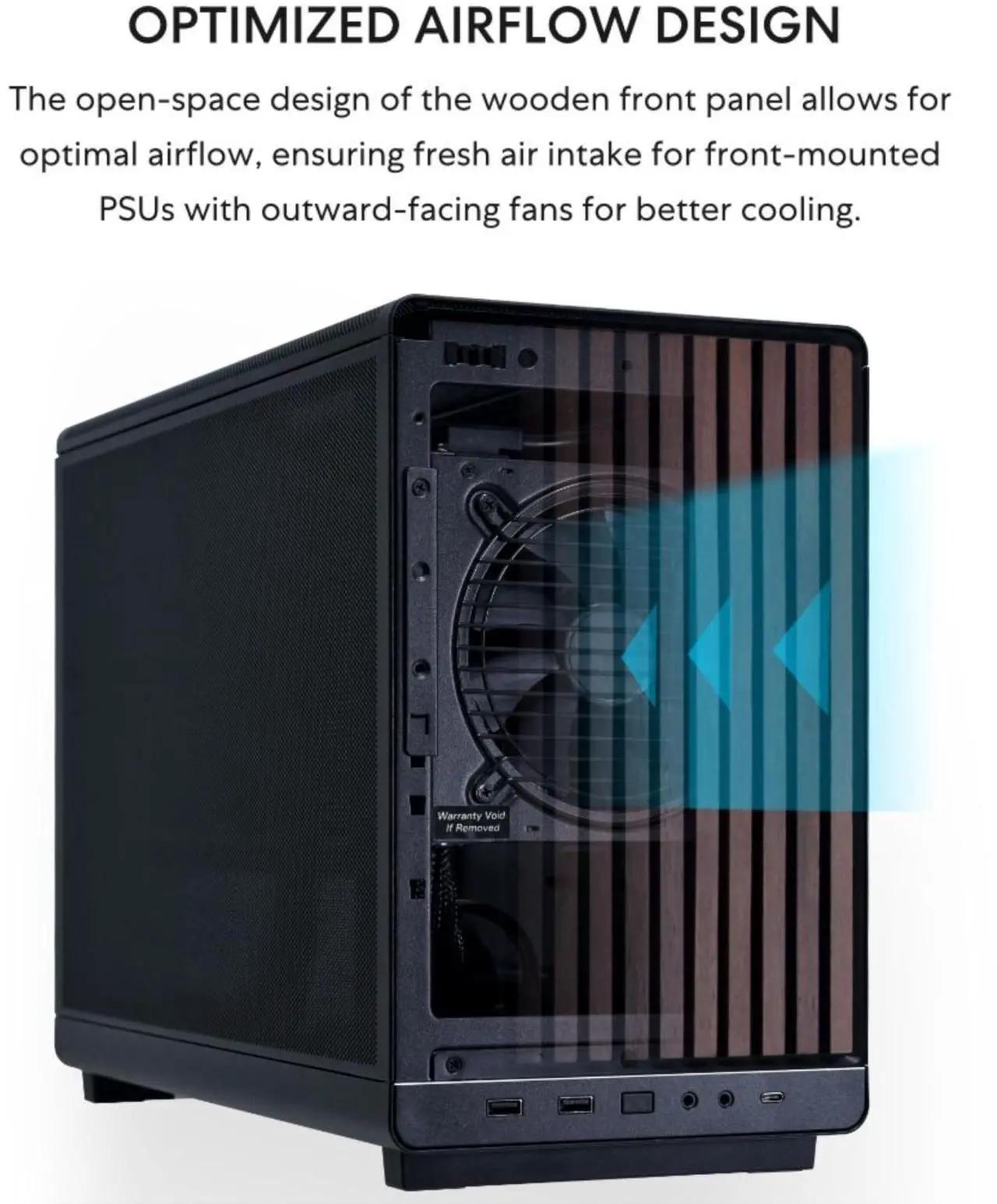 Lian Li A3-mATX Wood Edition Micro ATX Case Supports 360mm AIO Cooler & 415mm GPU | Black